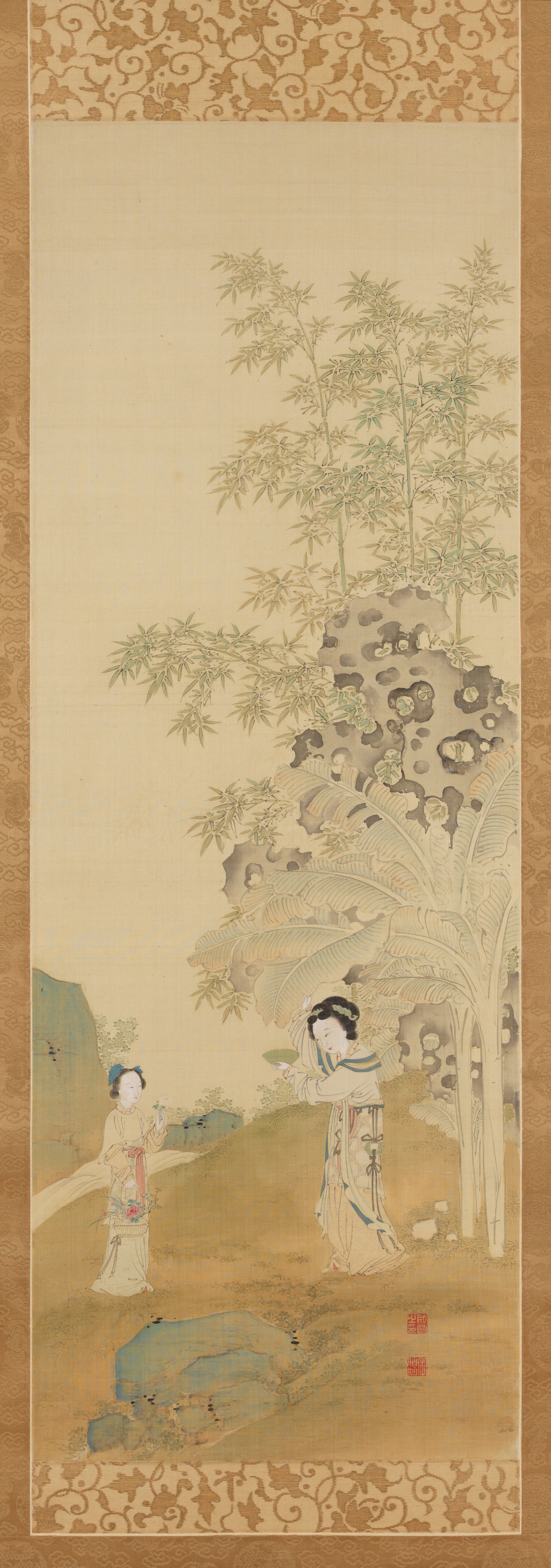 中国の美人と侍女