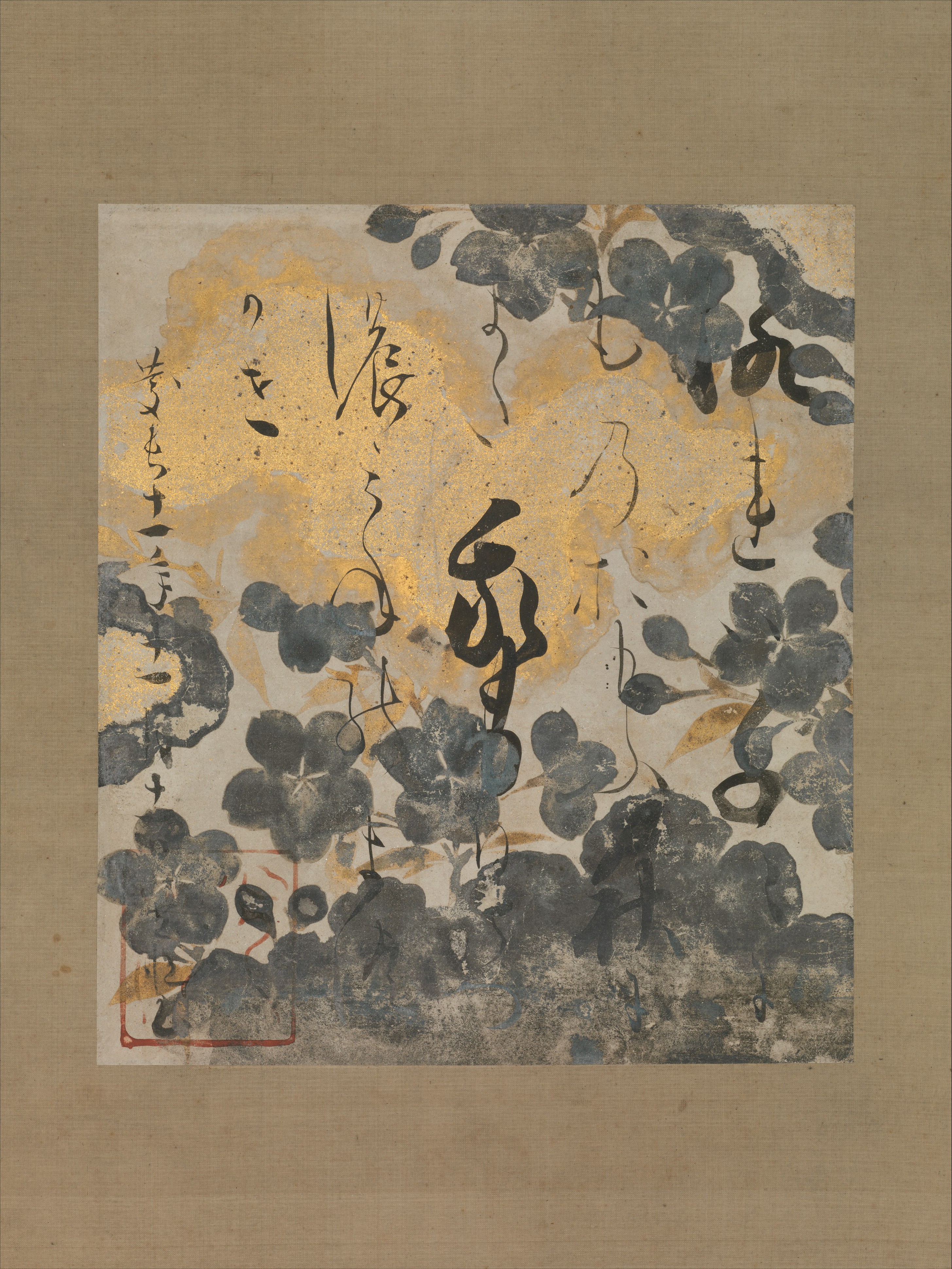 鴨長明の詩と桜の下絵