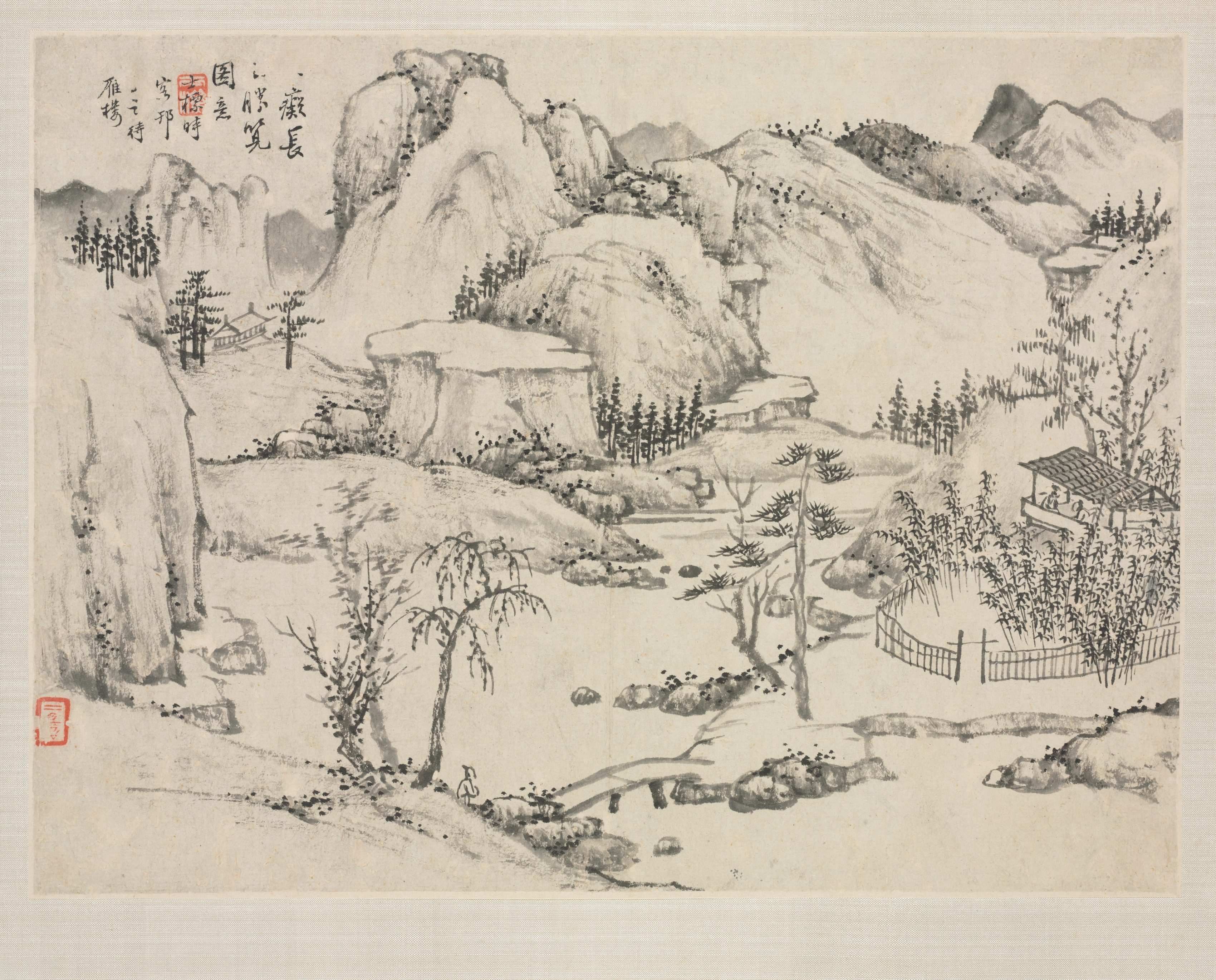 諸家倣古山水画冊：黄公望に倣う長白山の景