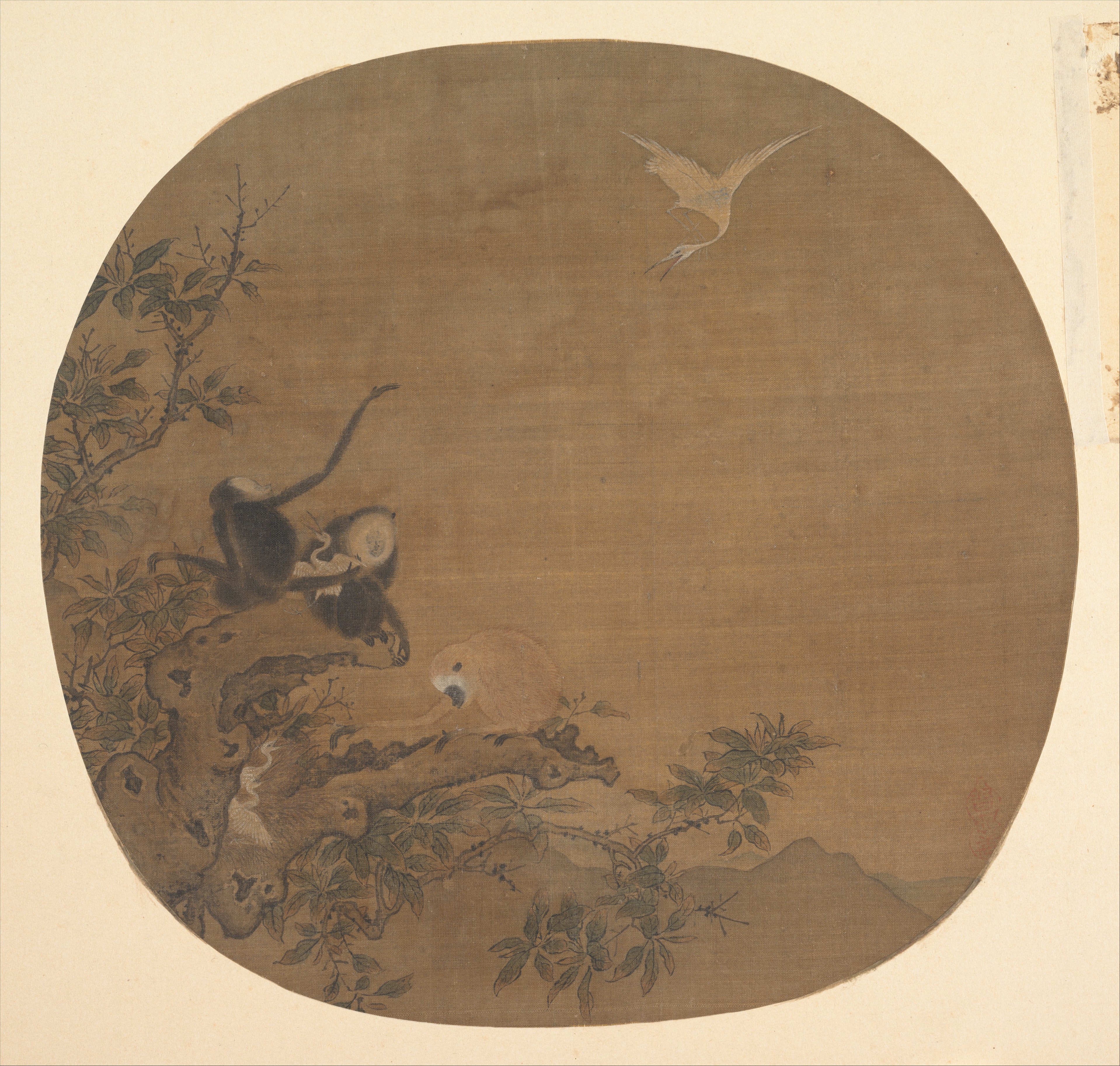 南宋時代？李元基の匿名の古い伝記 三猿のサギ トゥアンを入手 ファン ページ|白鷺の巣を襲撃するテナガザル