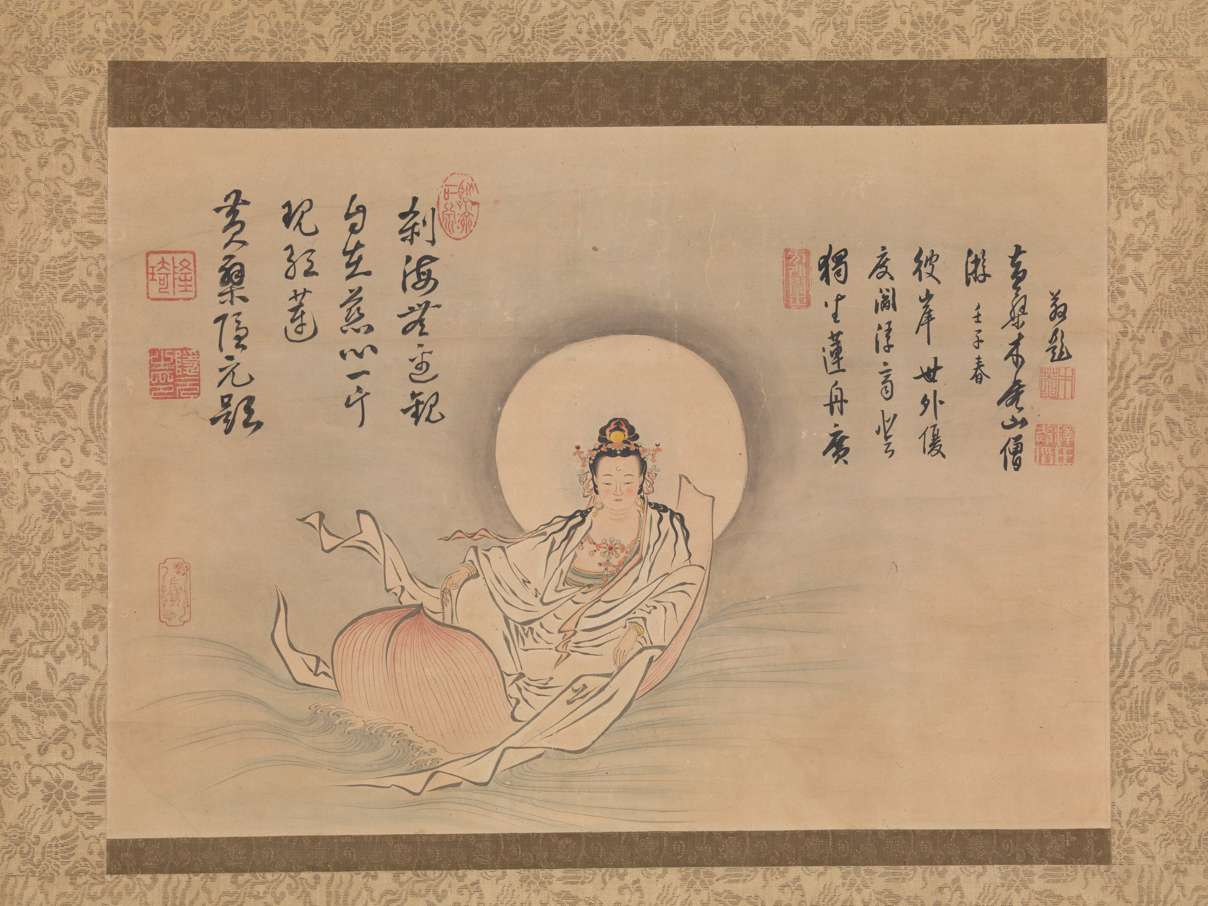 一陽観音図（いちようかんのんず）蓮の花びらに乗った観音様