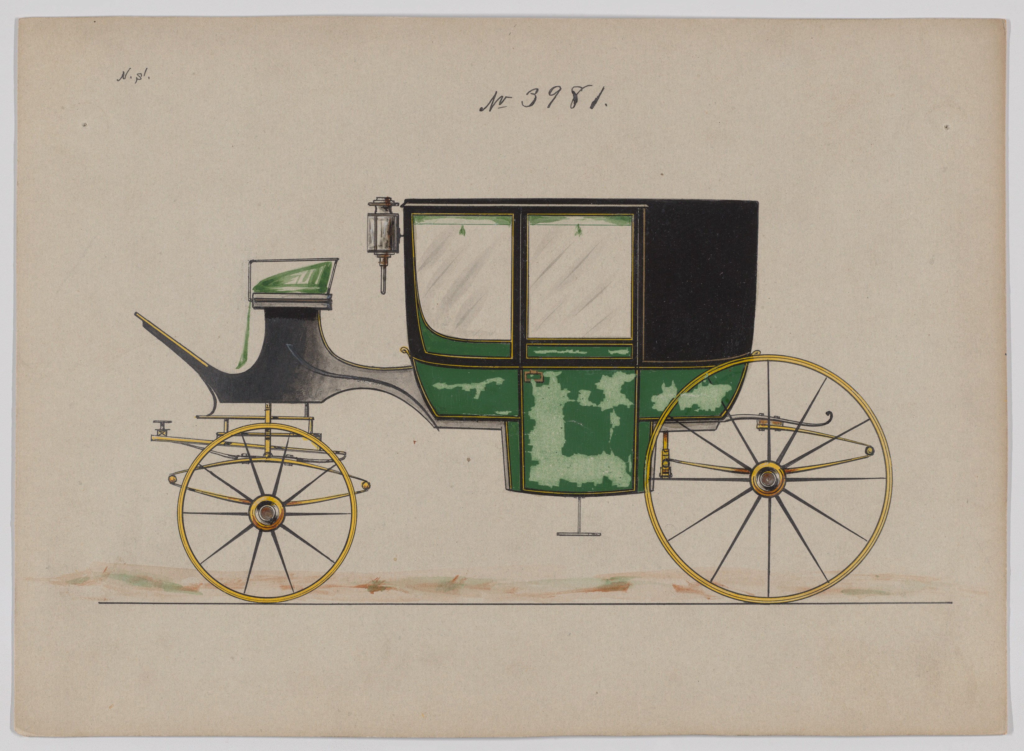 ガラスパネル馬車のデザイン、No. 3981