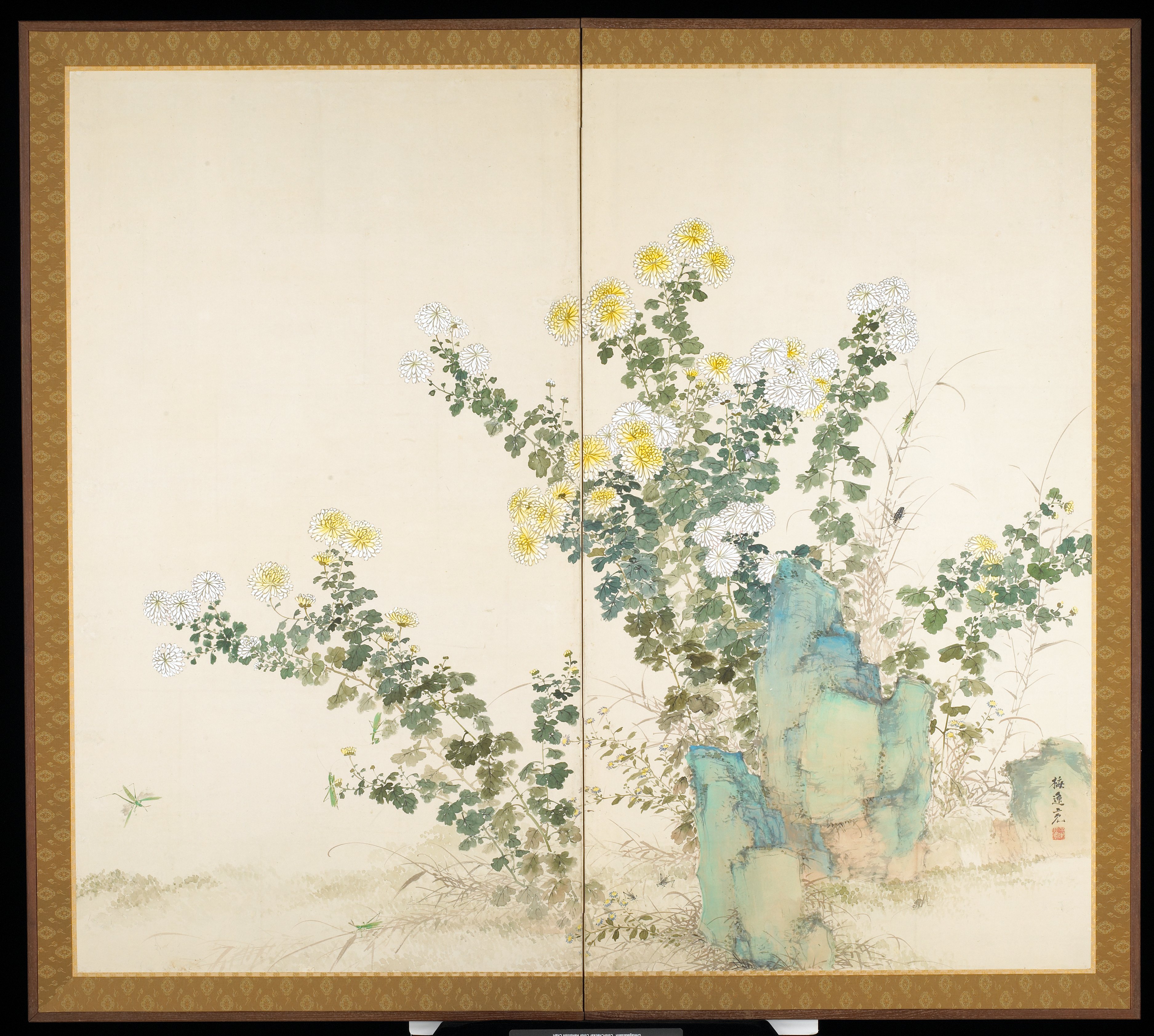 秋（「春秋花卉虫図」一対の右隻）