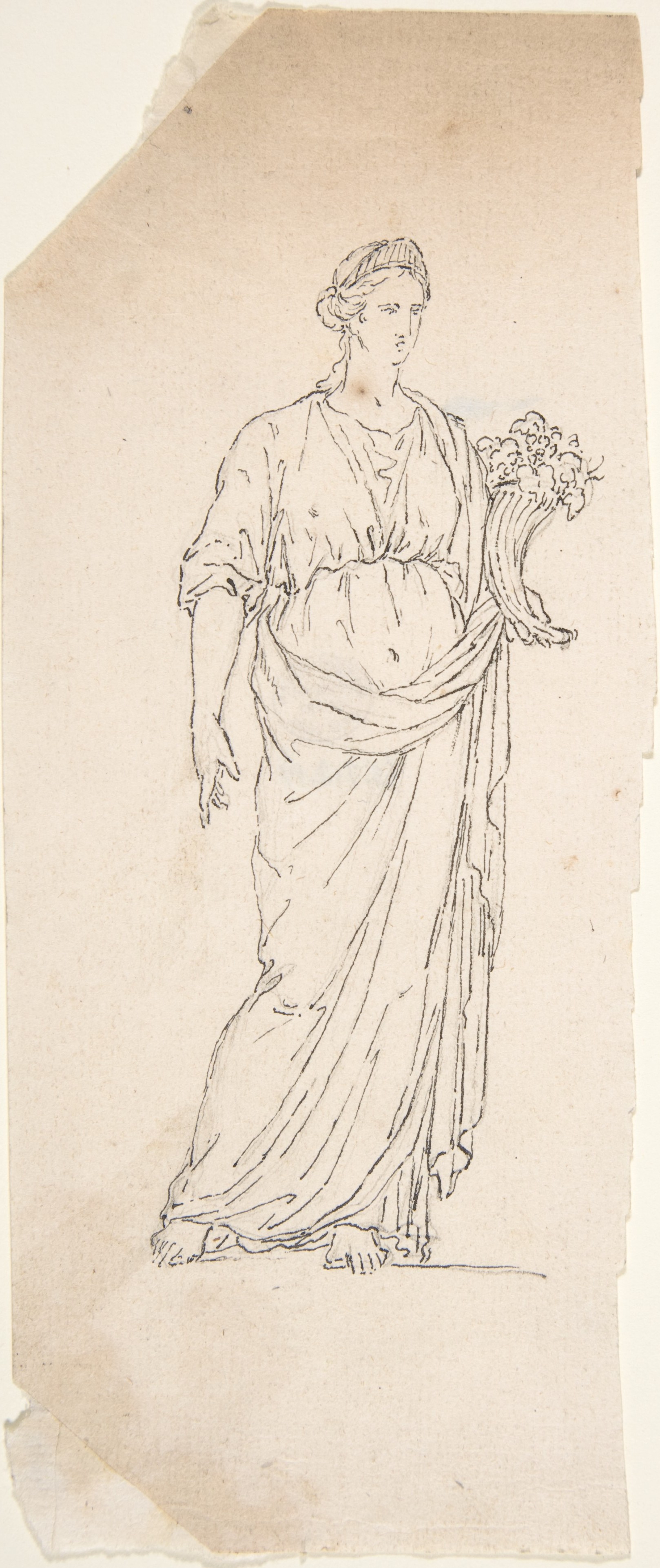 宝庫のある女性像の描画