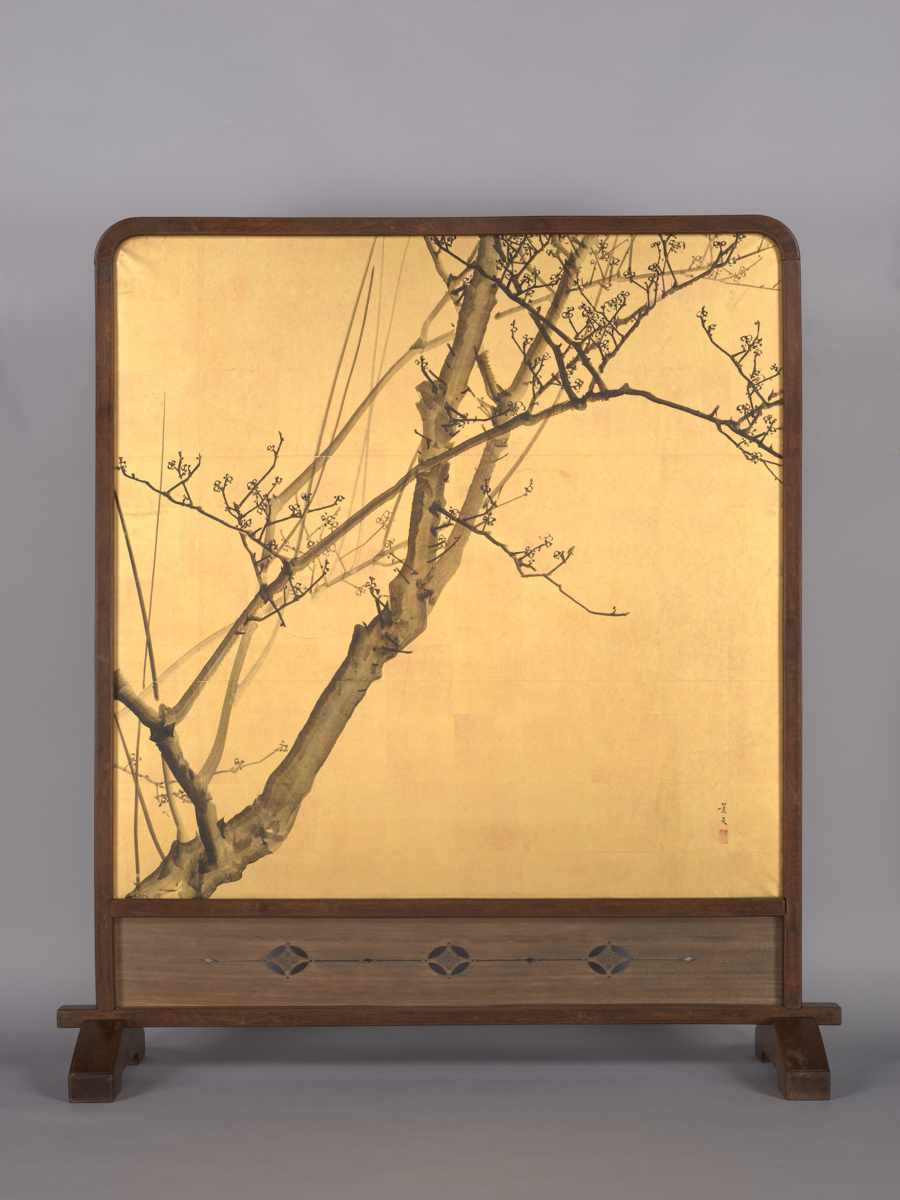 松村山水文 梨山楊州 梅花立屏風 |梅の花