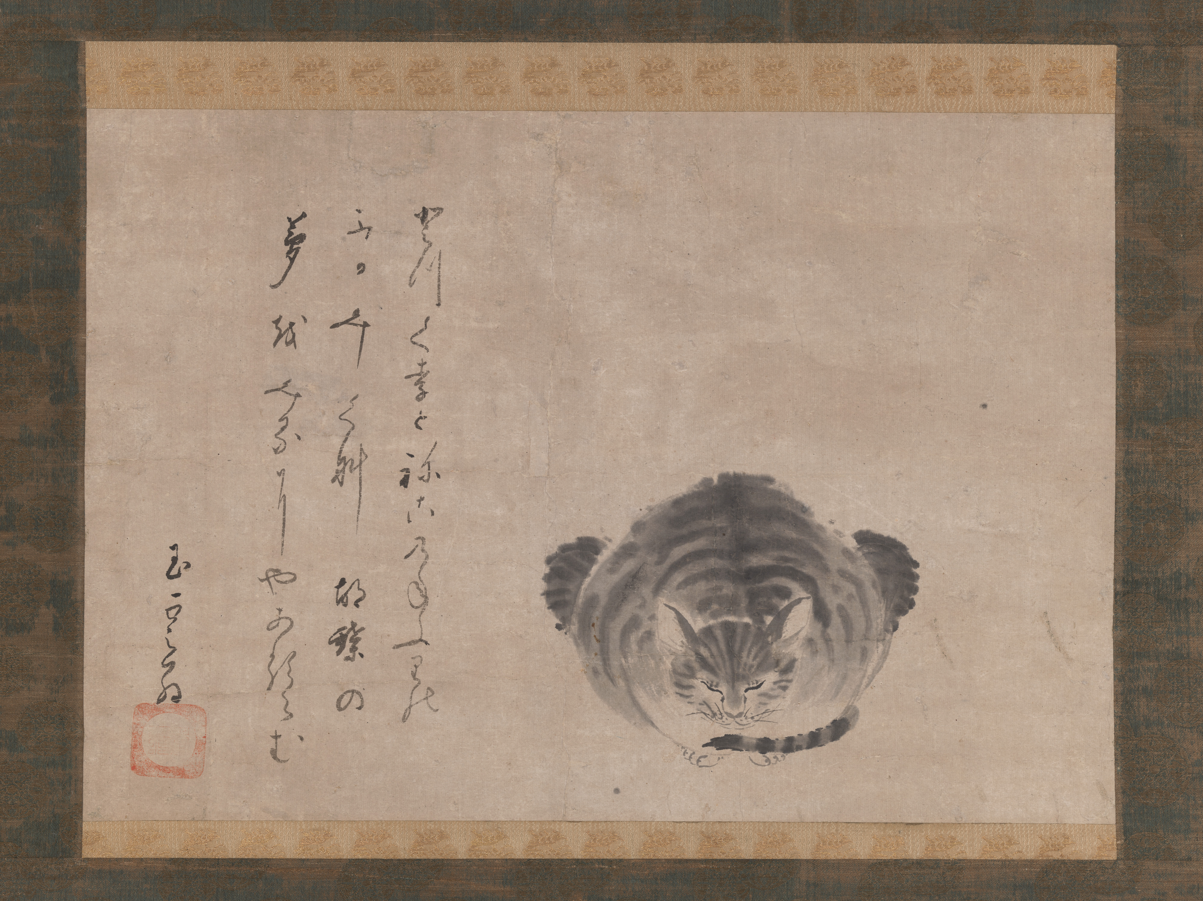豊蔵坊信海筆　夢中の猫図