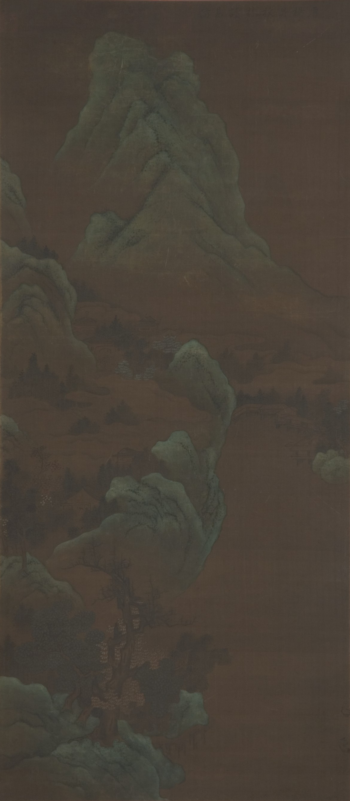 明代の匿名の秋林読書簡単な絵軸|山の風景