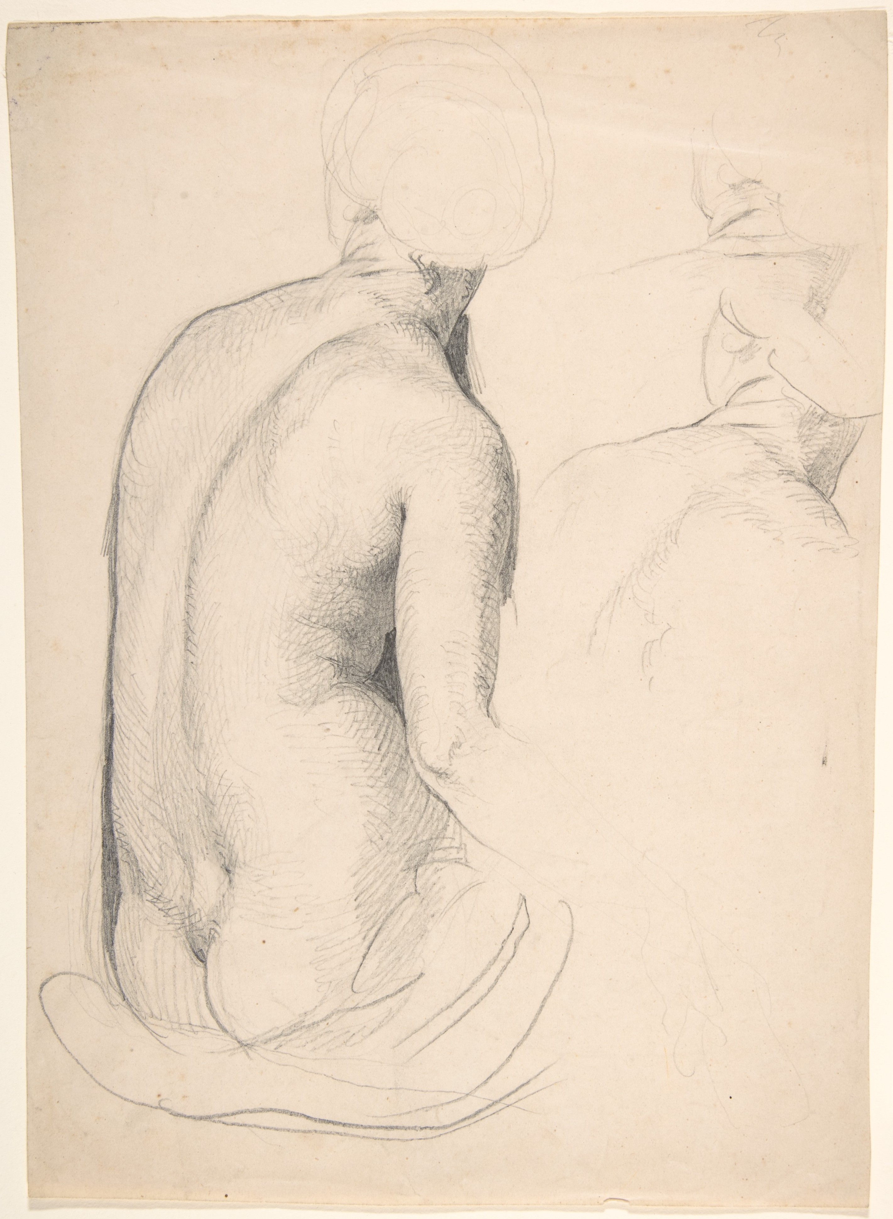 座る女性を後ろから描いた習作