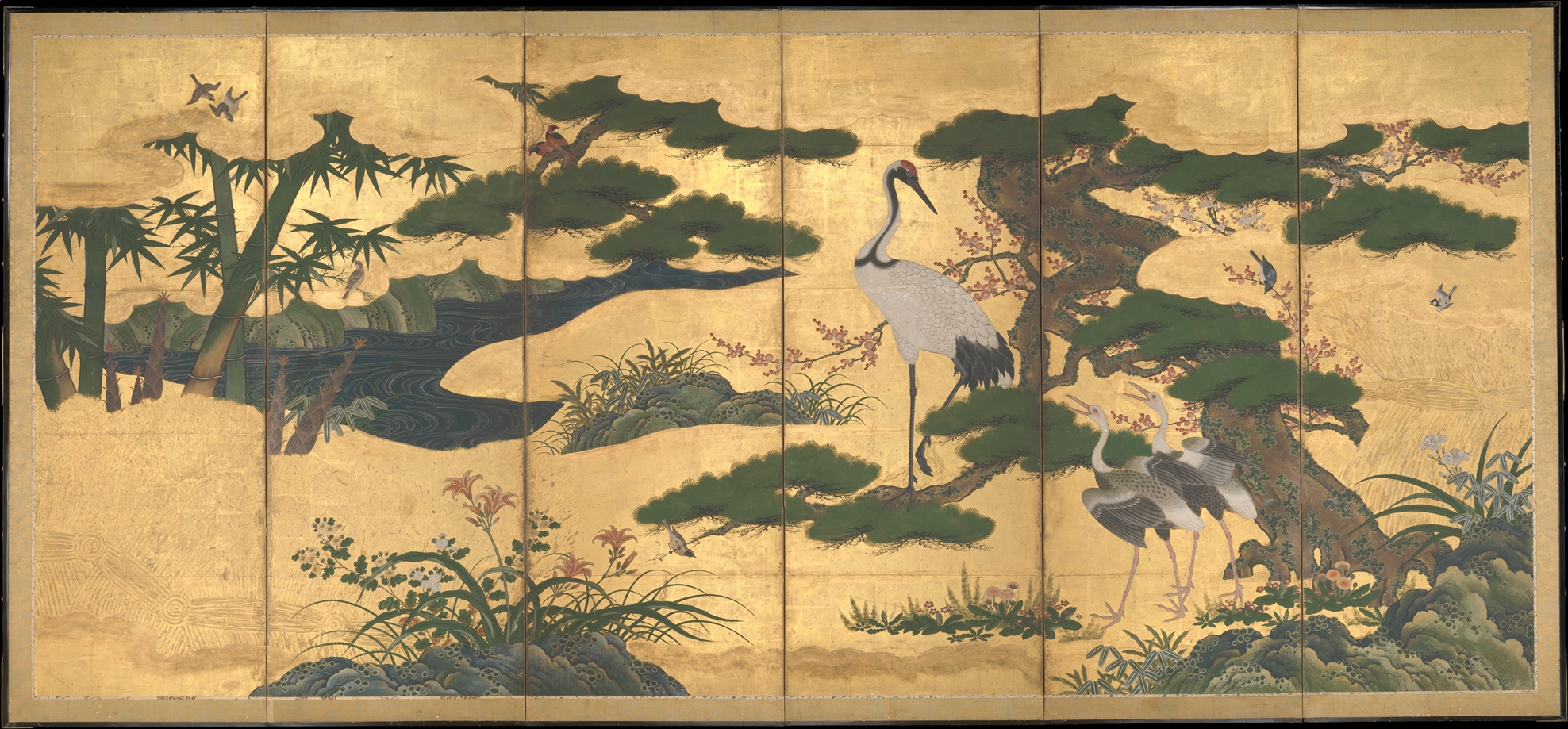 四季花鳥図屏風 |四季の花鳥