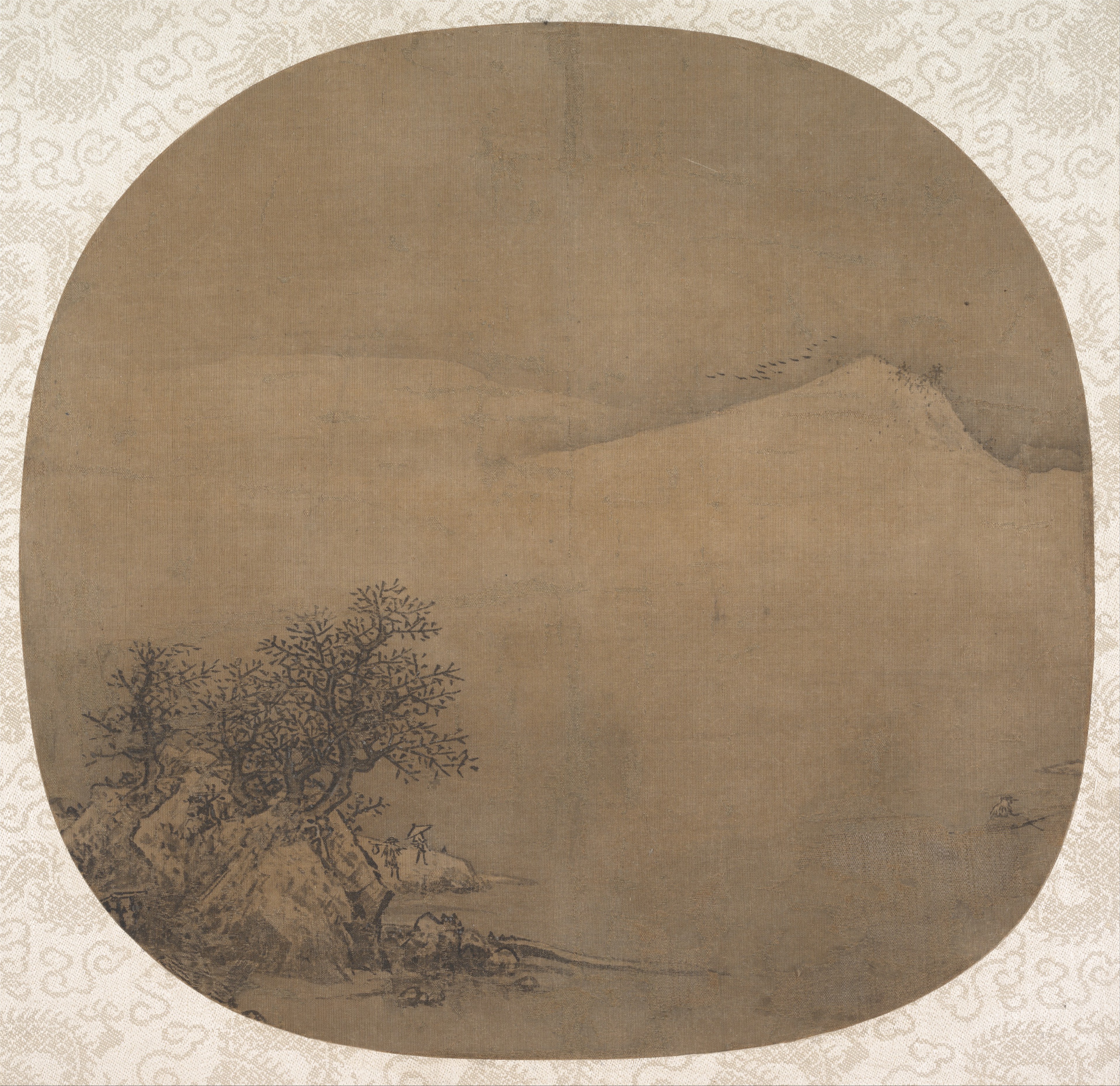 南宋時代の匿名の雪景色 団帆を待つ|フェリーを待つ