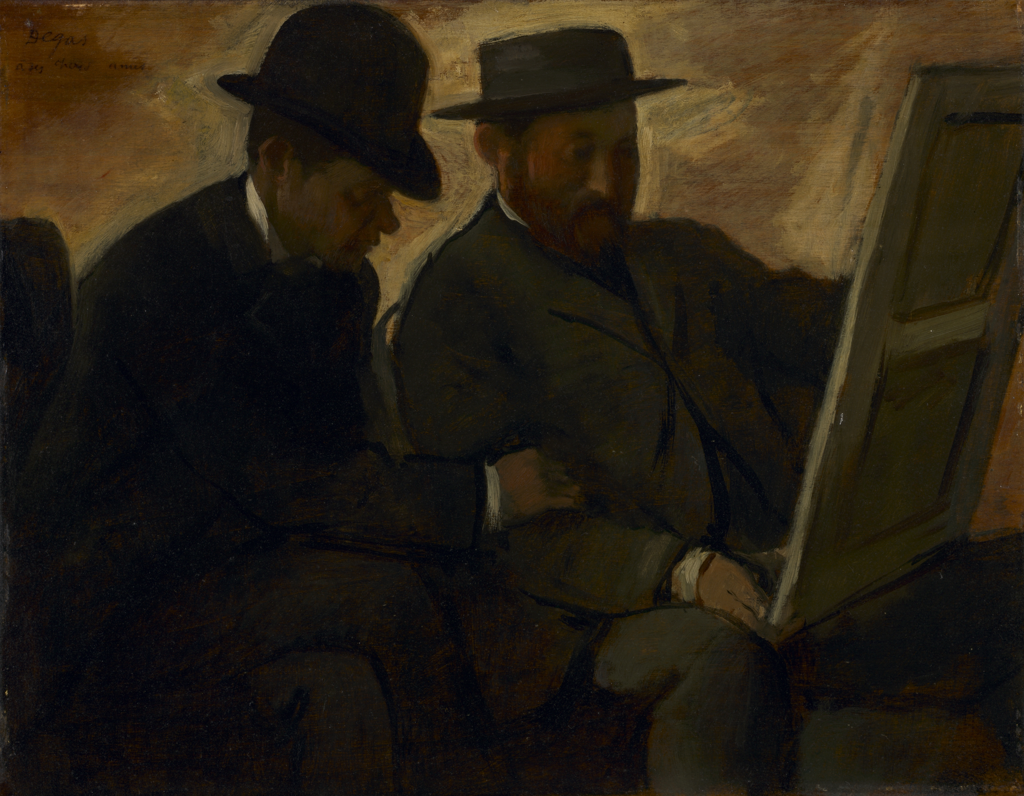 絵画を鑑賞するポール・ラフォンとアルフォンス・シェルフィス