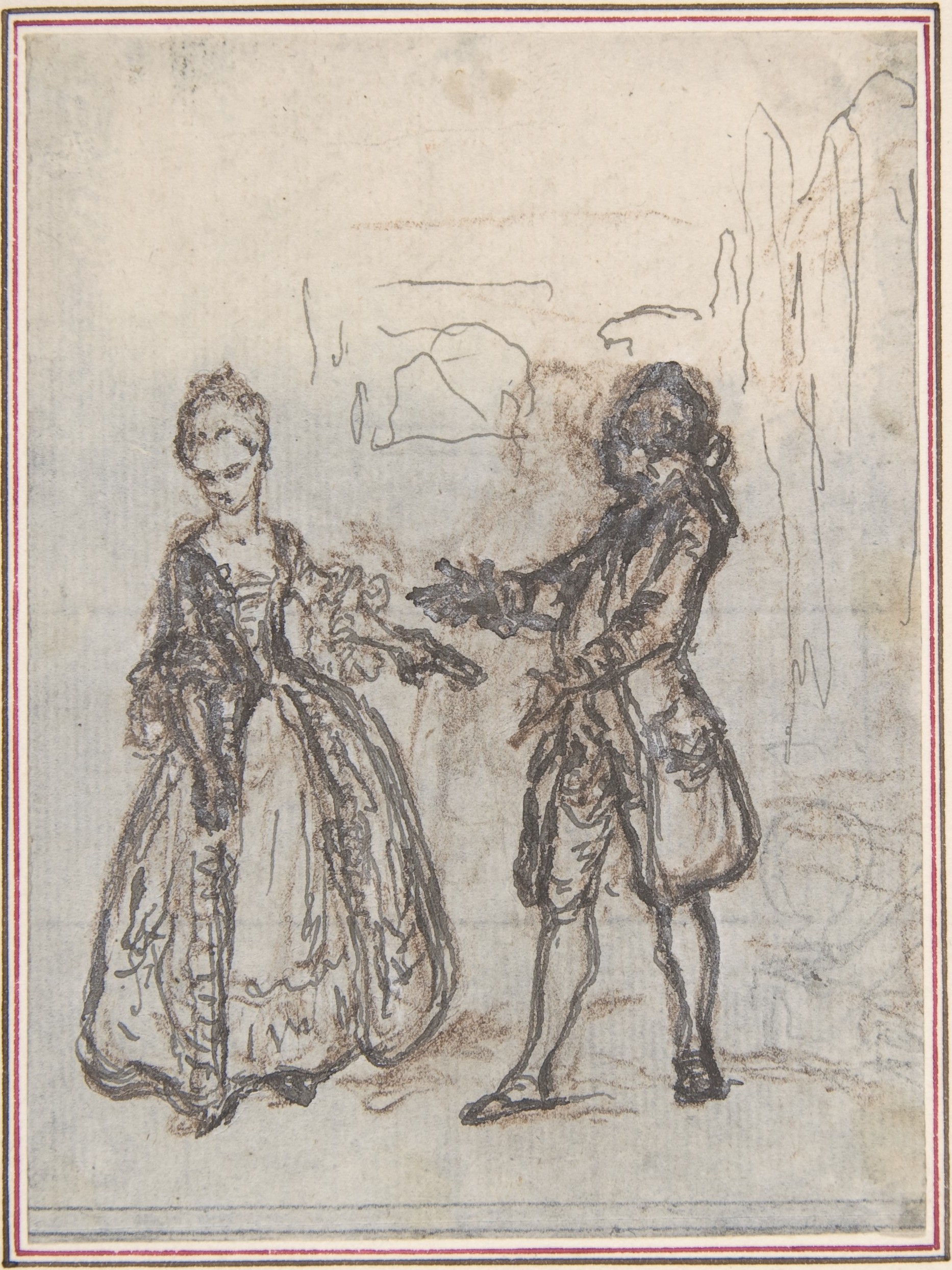 ド・ロージョンの「L'Amoureux de quinze ans, ou la Double-Fête...」のシーンのデザイン