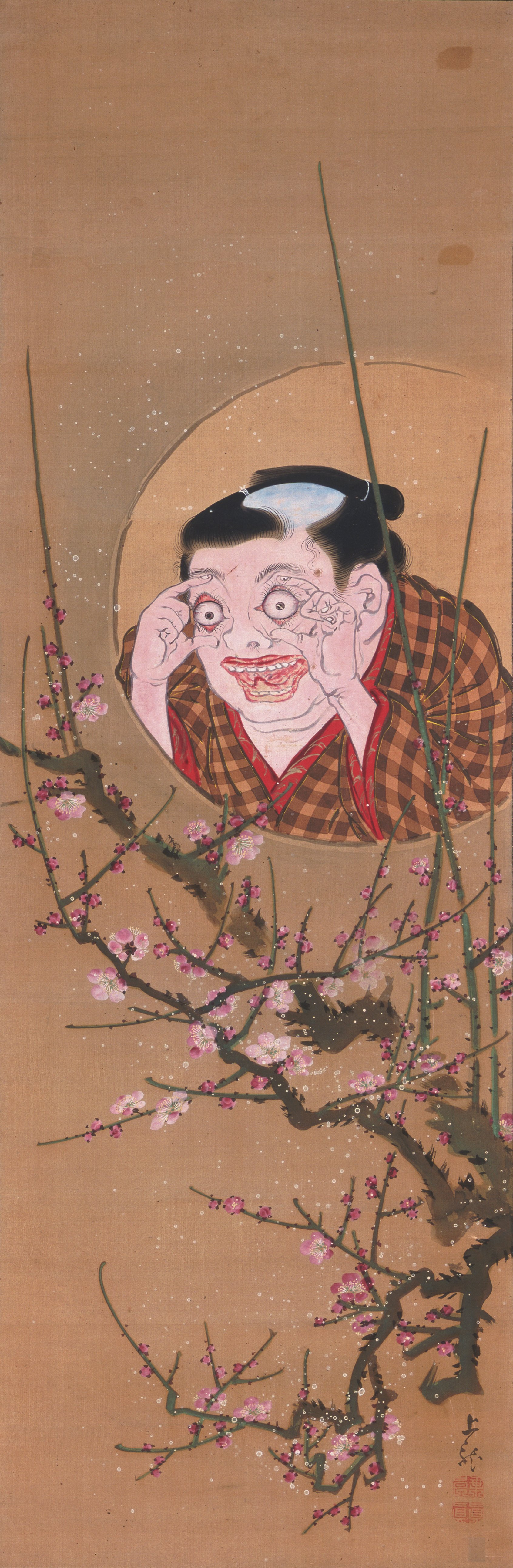 のぞく少年（「京娘とのぞく少年」一対の右幅）