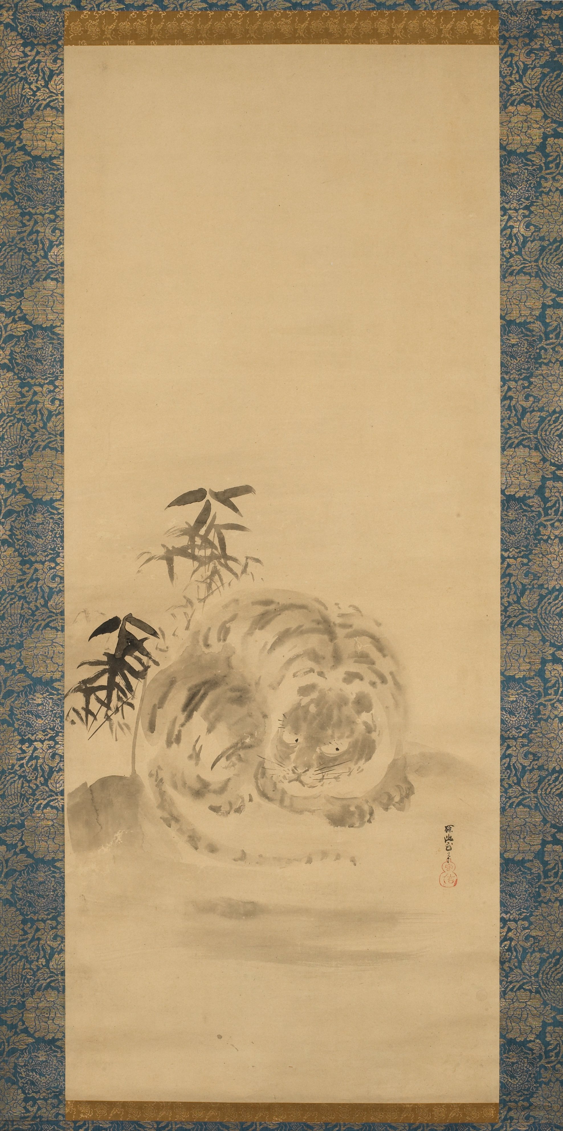 眠る虎（「白衣観音・山水・虎図」三幅対のうち）