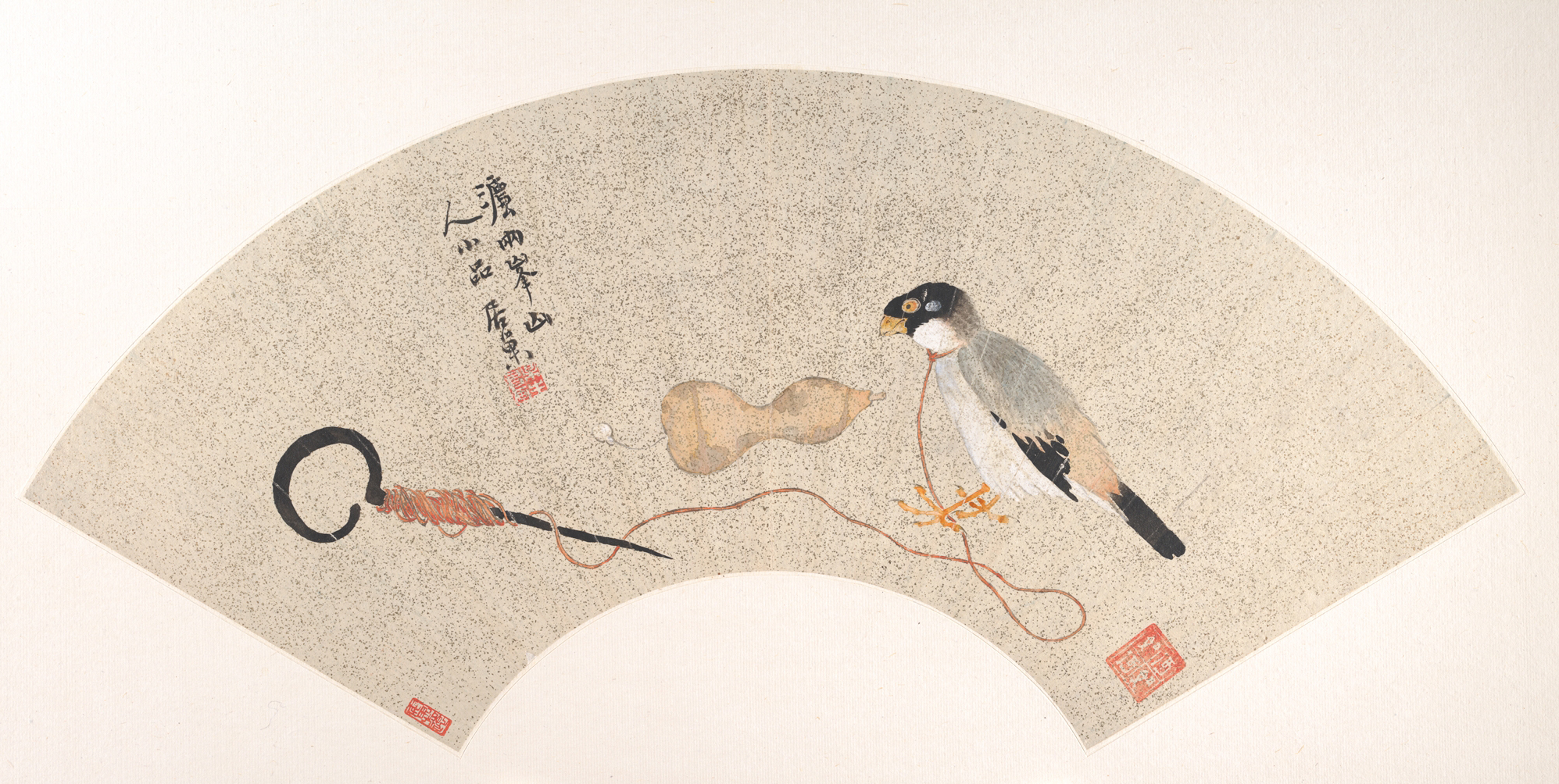 清朝の巣扇子の鳥の絵 |鳥
