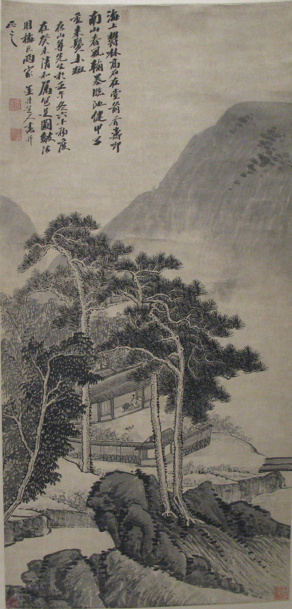 清朝の匿名 呉李茂林後の茅葺きコテージ 軸|丘のロッジ