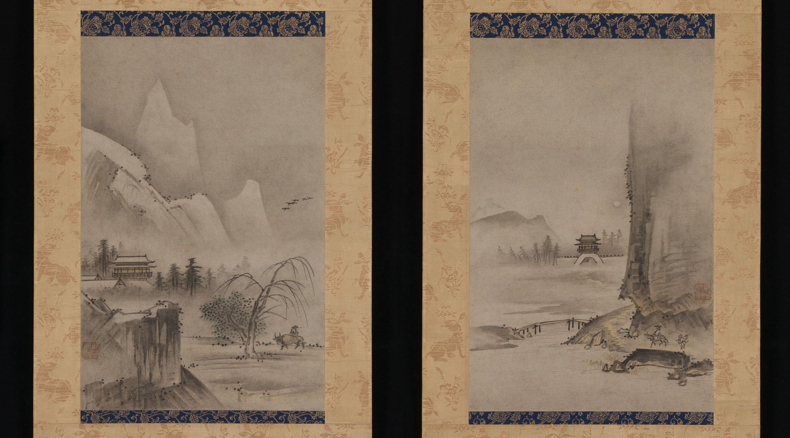 鑑貞筆　瀟湘八景中の二景図