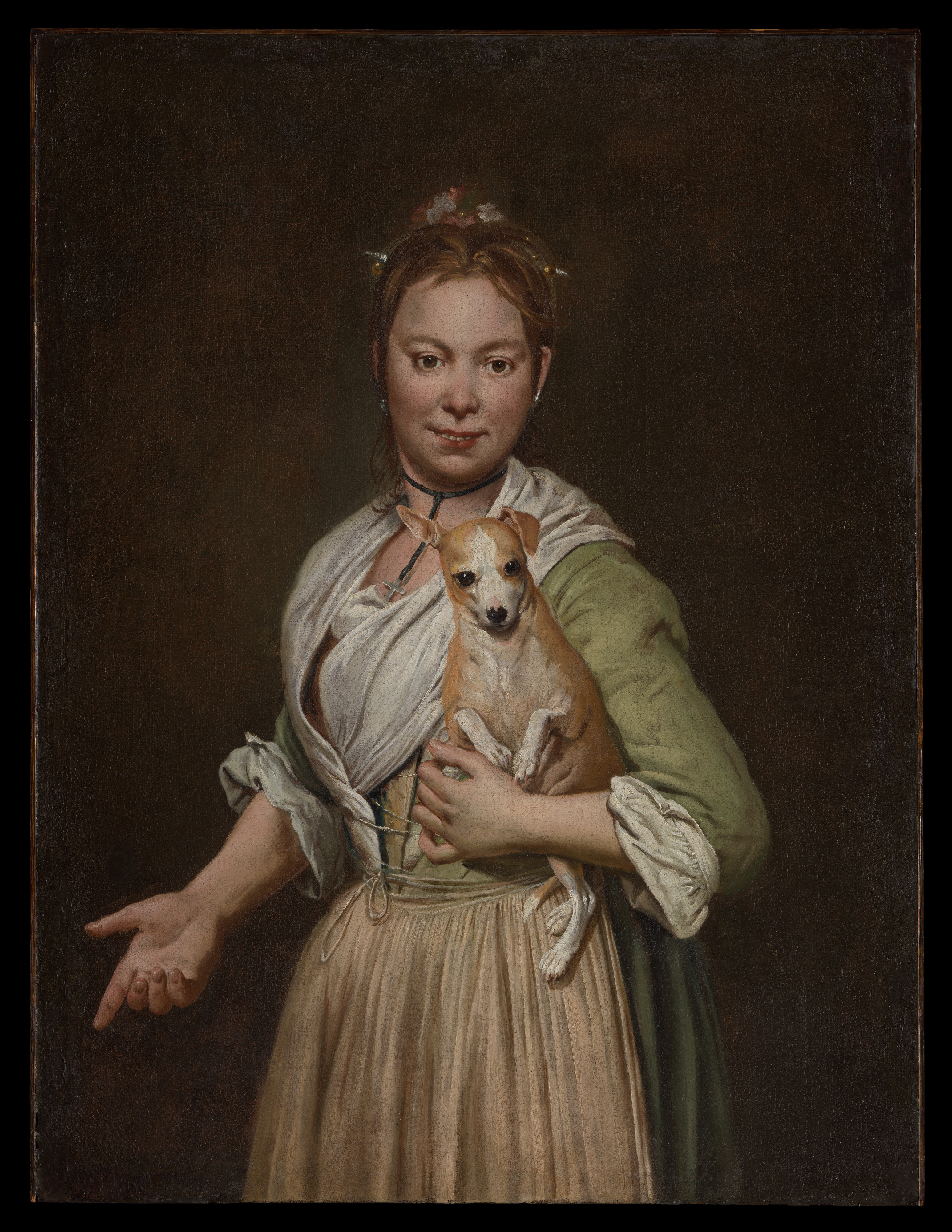 犬を連れた女性