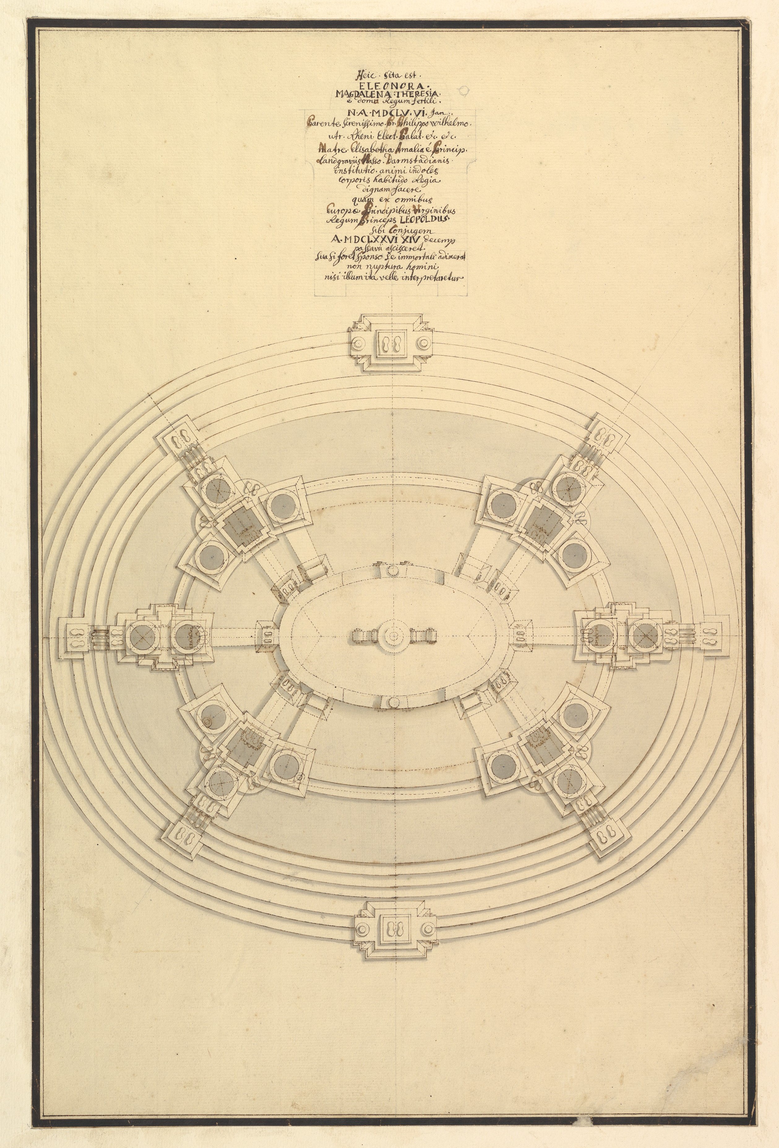 エレオノーラ・マグダレナ・テレサのカタファルクの平面図（1655 年 1 月 6 日 - 1720 年 1 月 19 日）