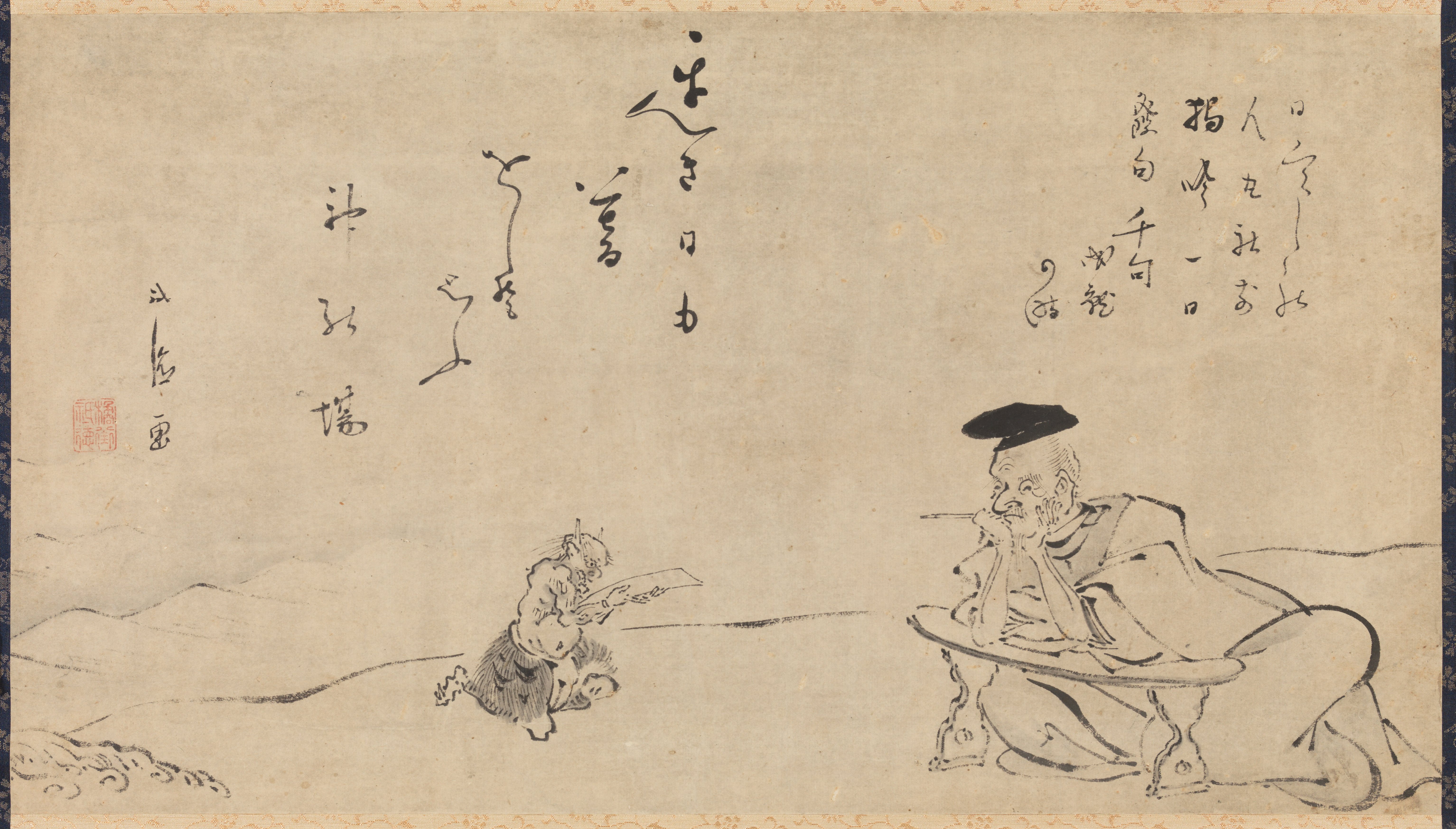 一日に千首の歌を詠む柿本人麻呂と鬼