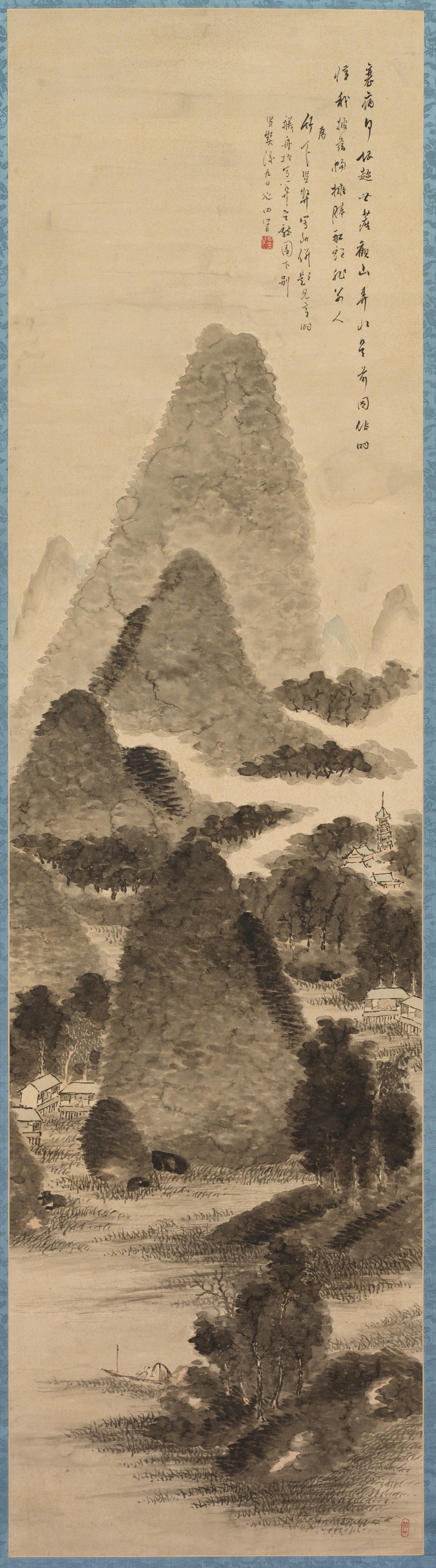 山景碧水図