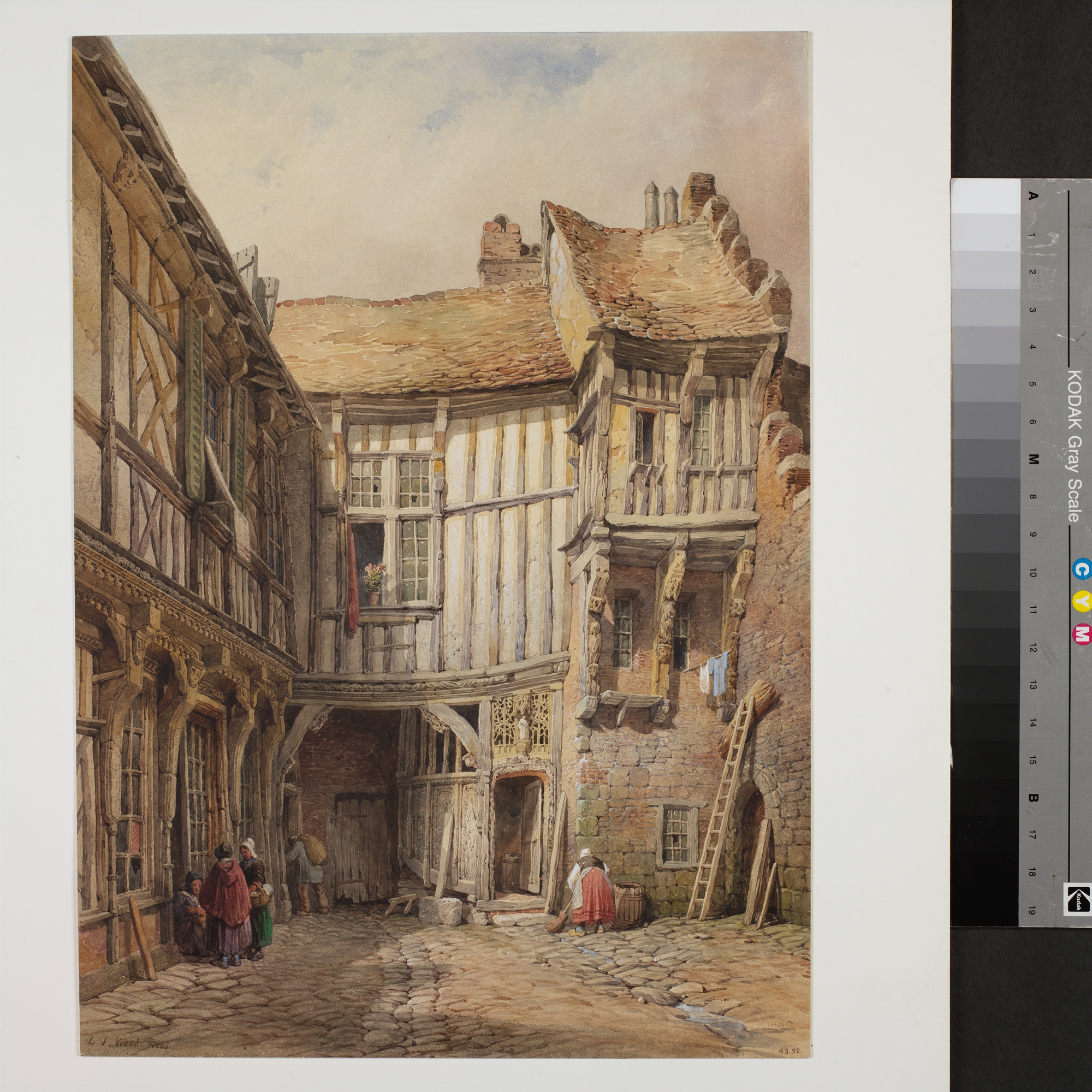 番地の家の中庭。 29、Rue de la Tannerie、アブヴィル、ソンム、フランス。フランソワ1世の時代のものと言われています
