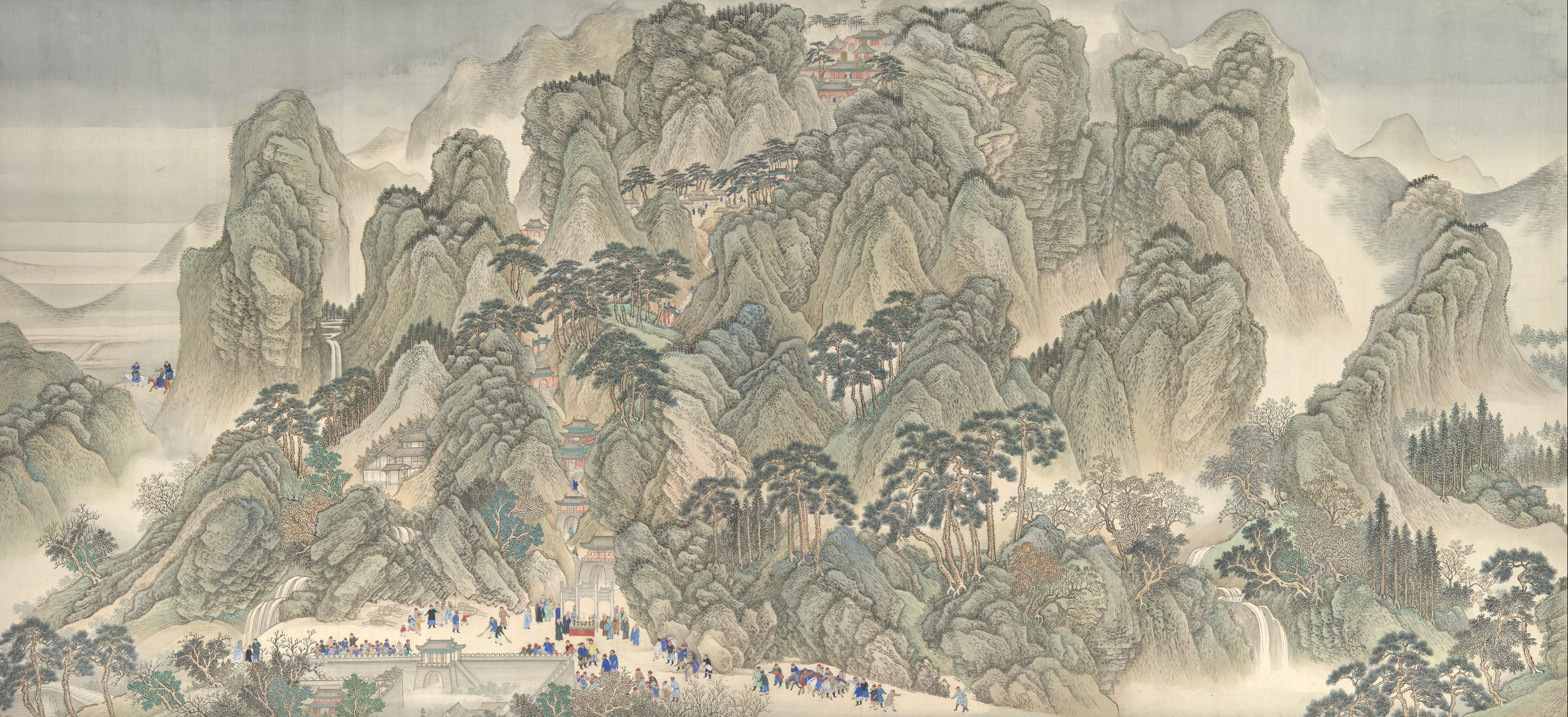 康熙南巡図、第三巻、済南から泰山へ(詳細)