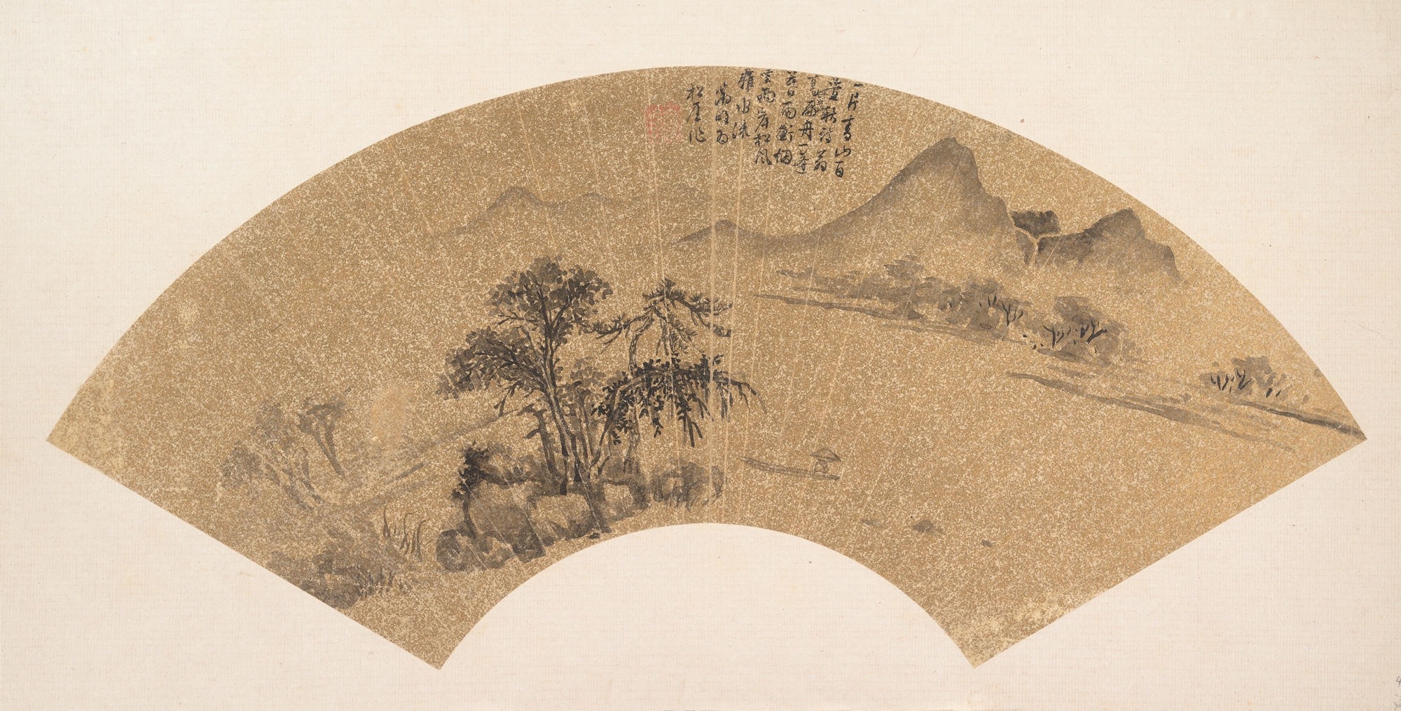 明/清 佚名 瑞文特徴明 山水 扇|風景