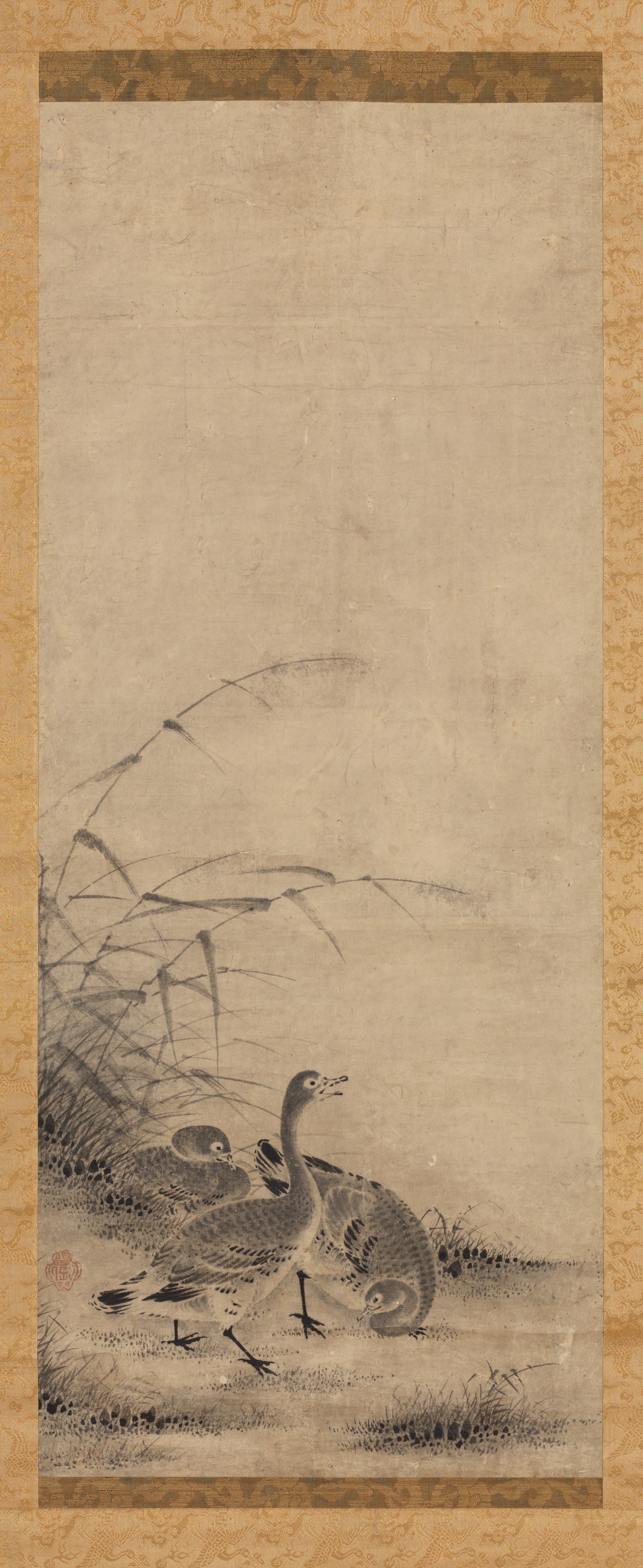 葦に雁（一対の左隻）