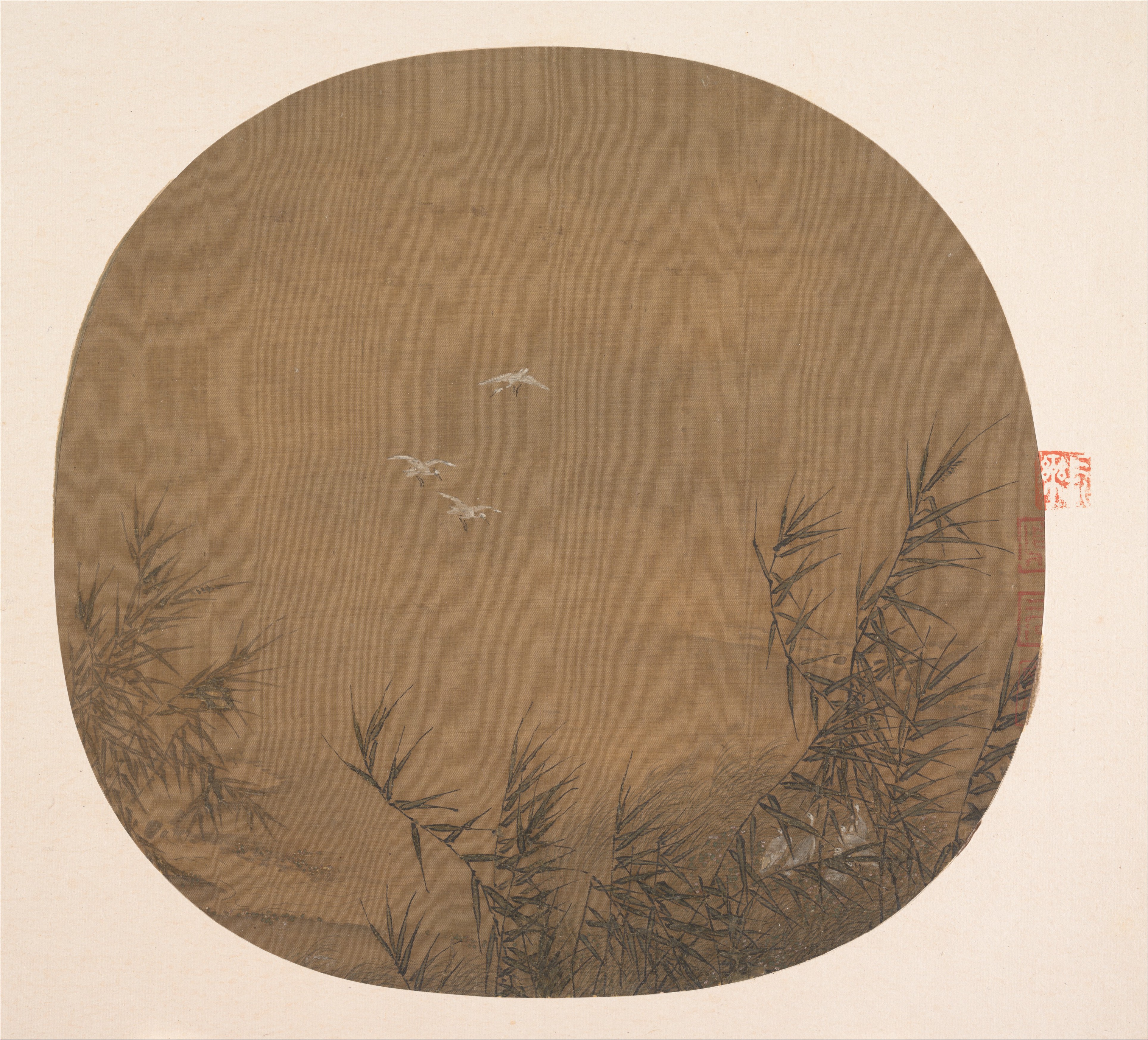 南宋時代の無名葦と鷺団扇|水葦の白鷺