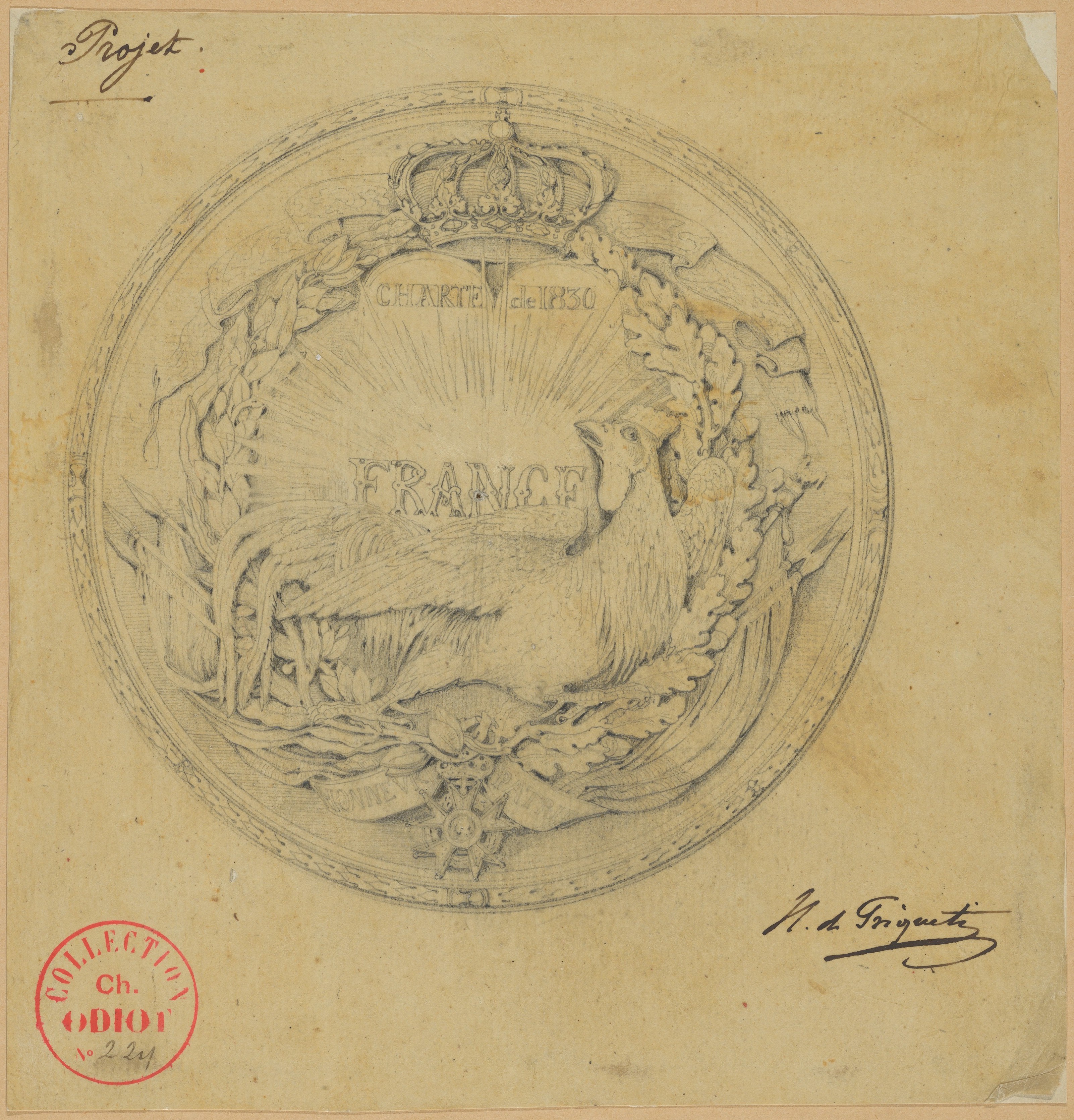 1830 年憲章を記念するメダルのデザイン
