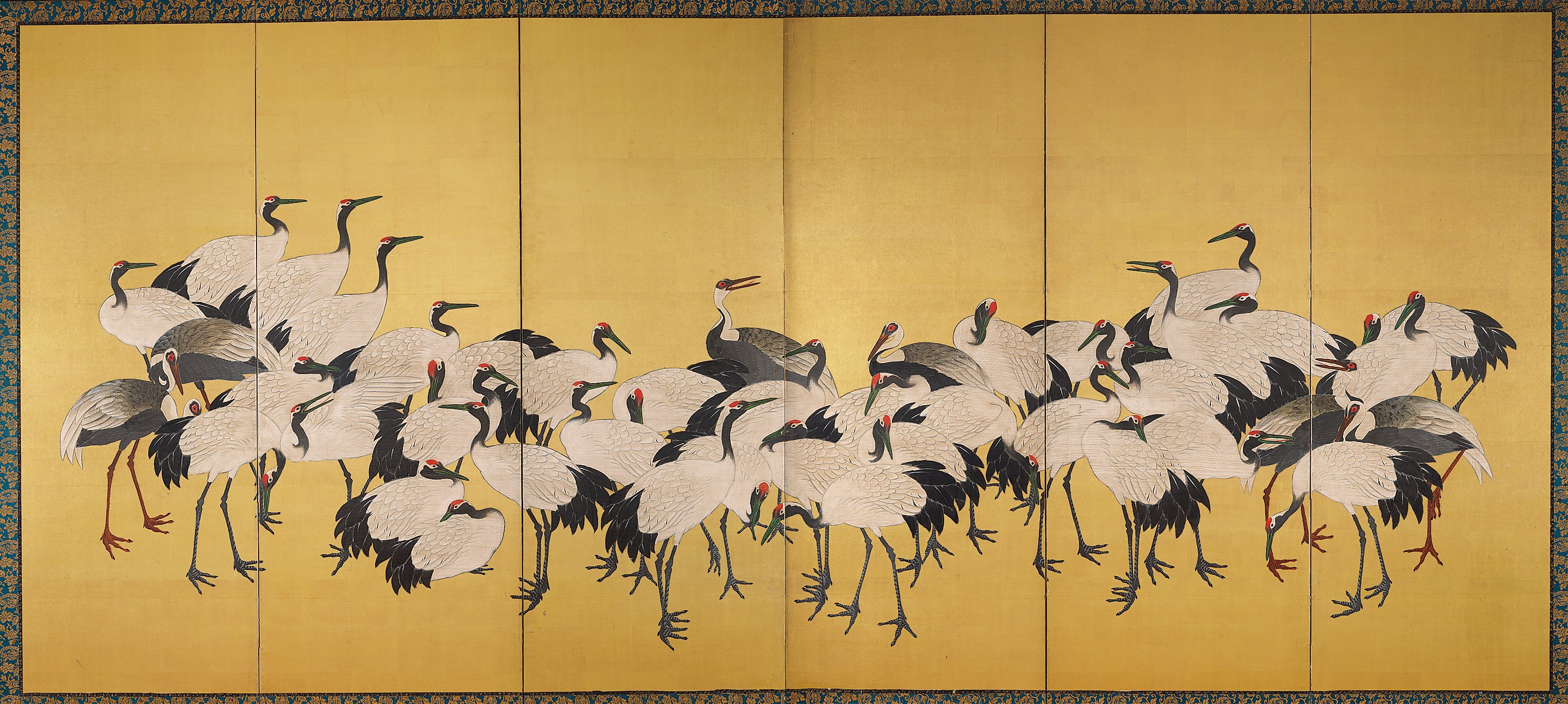 鶴（一対の左隻）