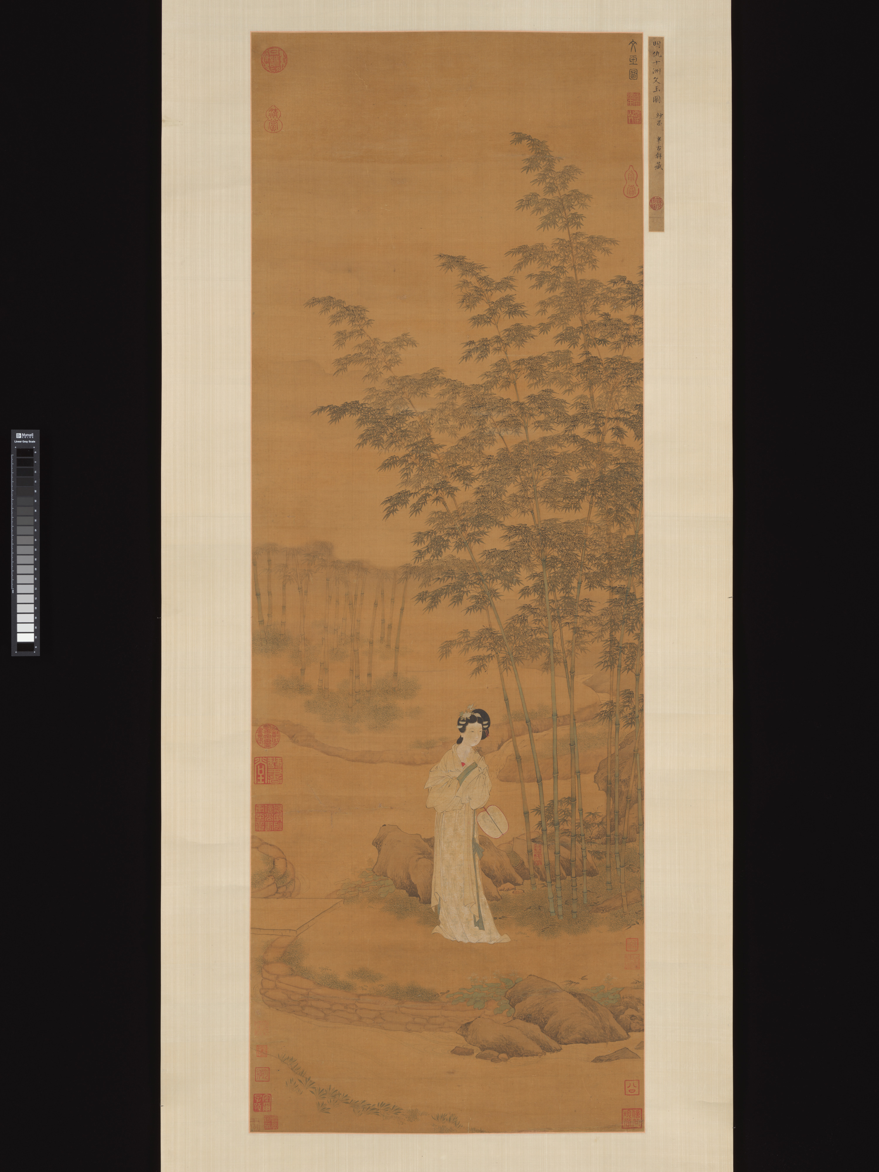 明代の伝秋英文裕図軸図軸|竹林の貴婦人