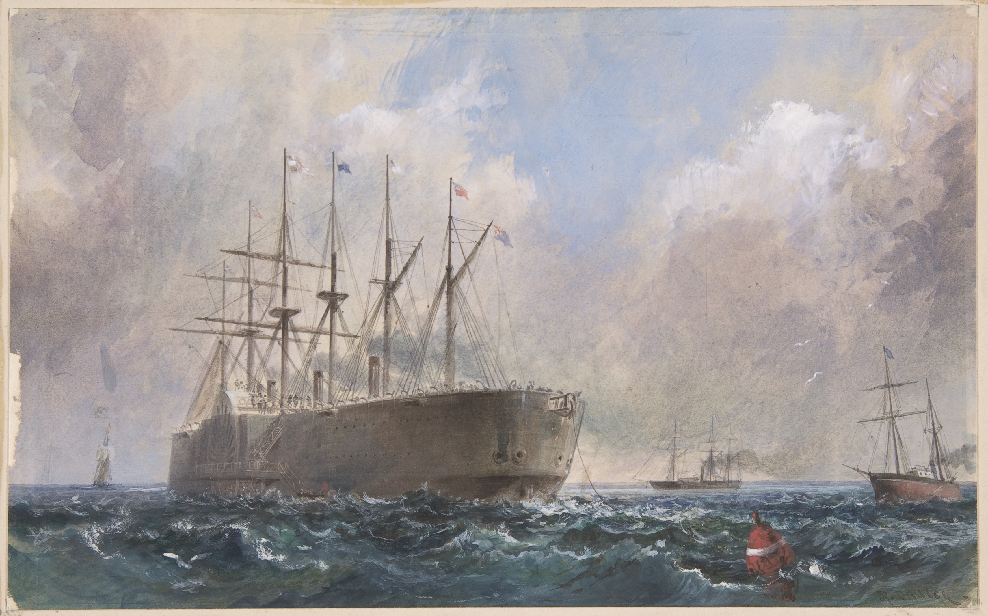 海上の電信ケーブル艦隊、1865 年