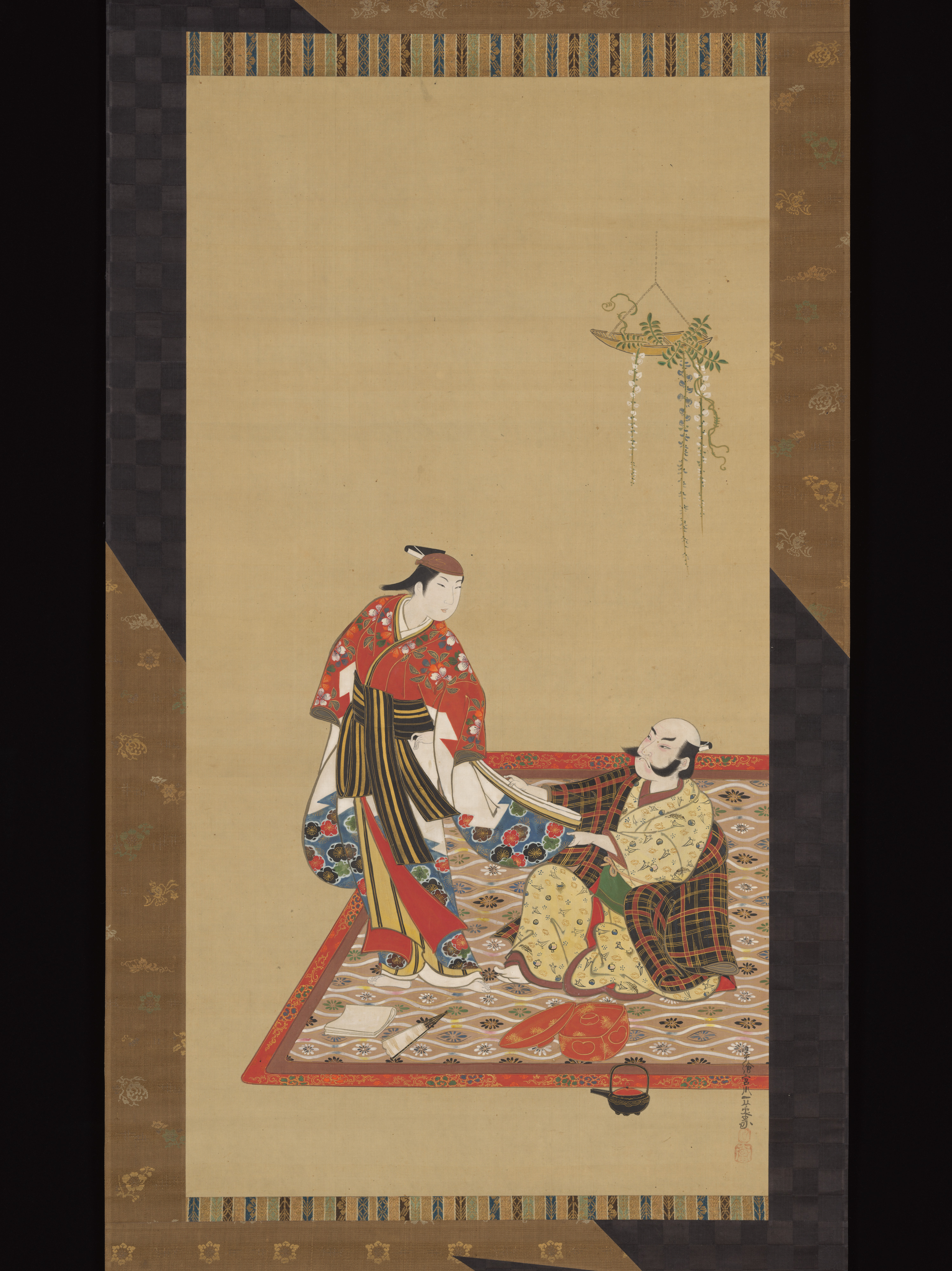 宮川一笑筆　武士と若衆