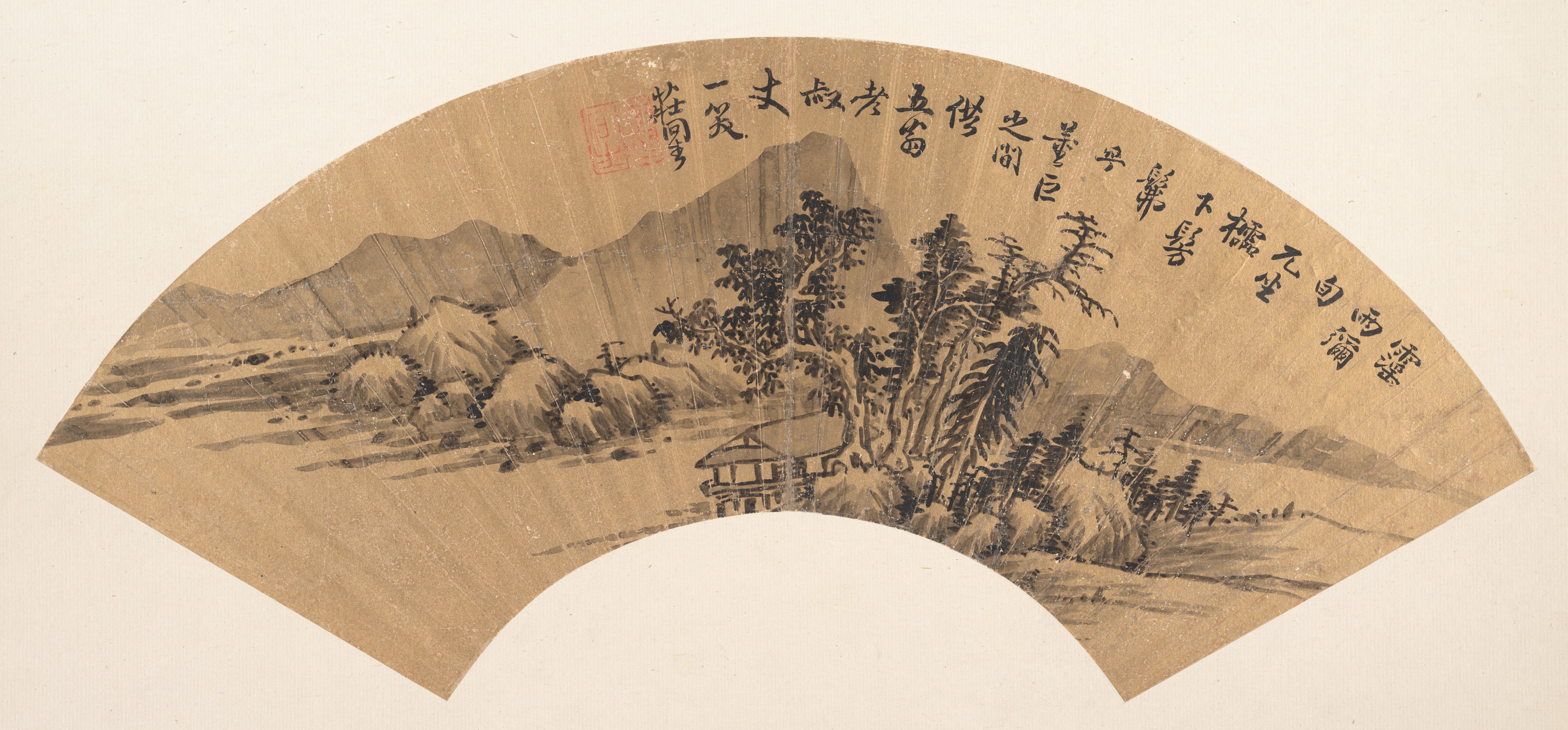 明/清荘吉盛風景扇 |川の風景