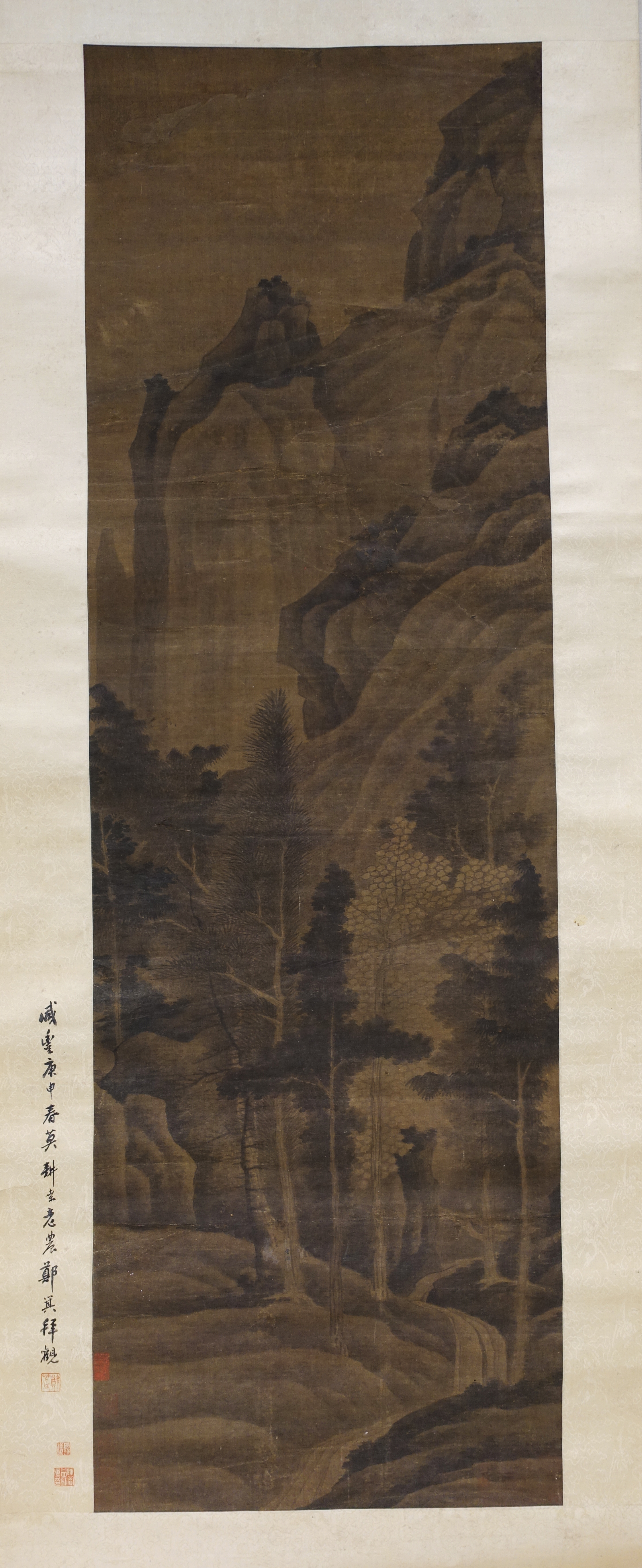 明/清時代の匿名の東源（偽バージョン） 高木と峰 軸|山の風景