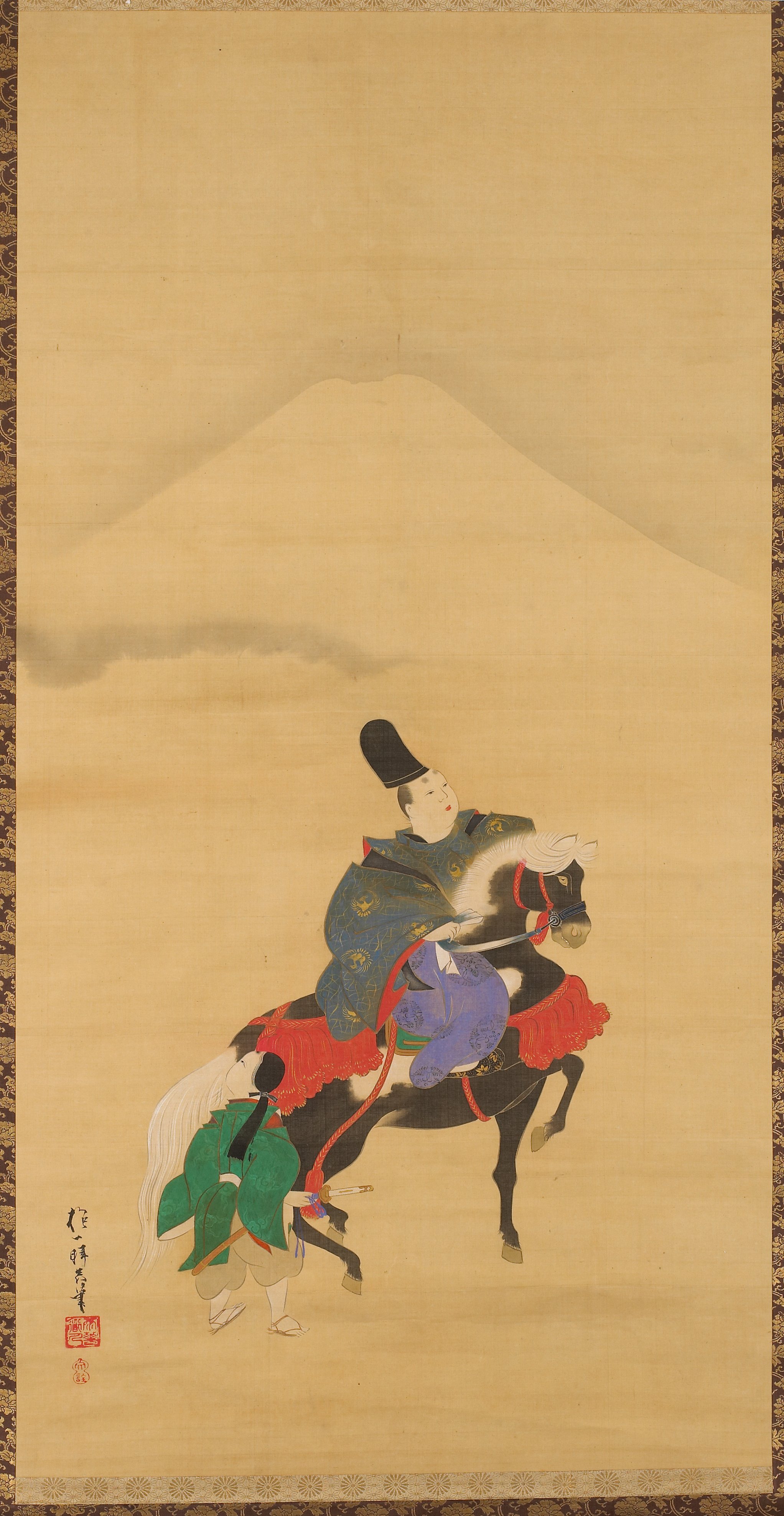 富士の下を馬で行く業平