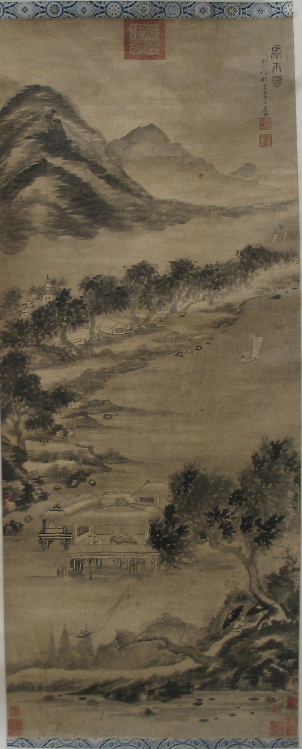 明/清の無名老伝方Congyi風と雨の絵軸|風と水：米傅風の風景