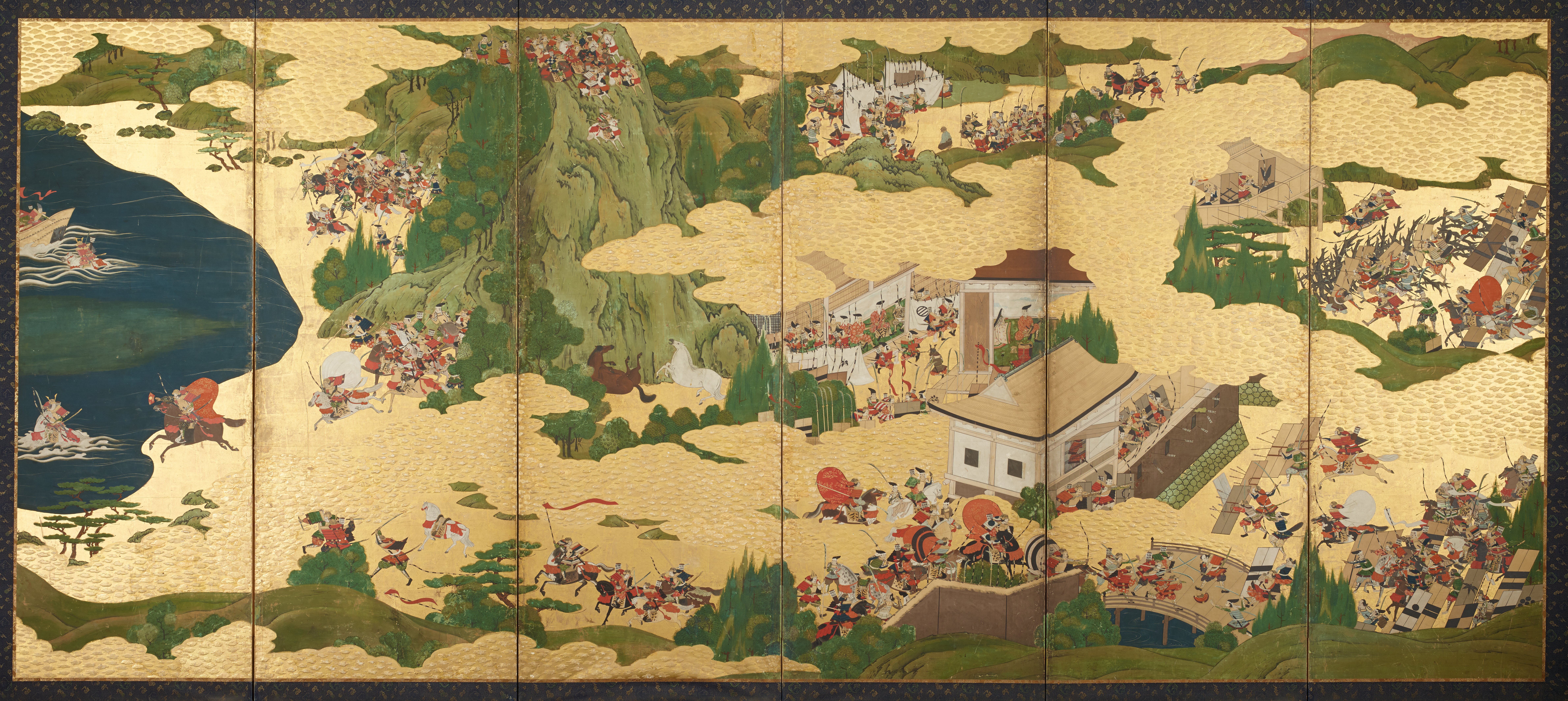 屋島の戦い（「平家物語図」一対の左隻）