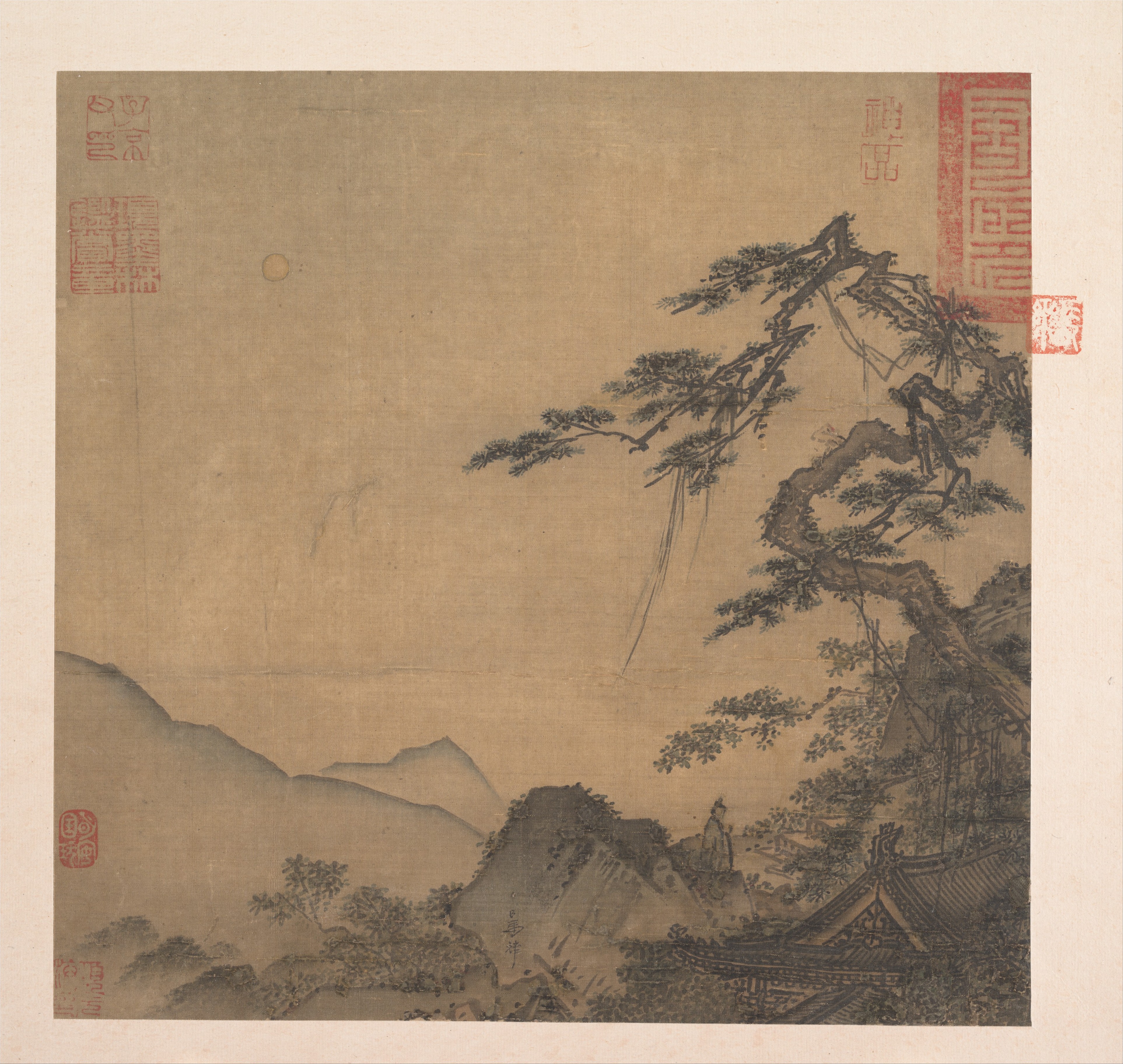 南宋時代の馬林松下ガオシートゥーアルバムシルク |素晴らしい松のある風景