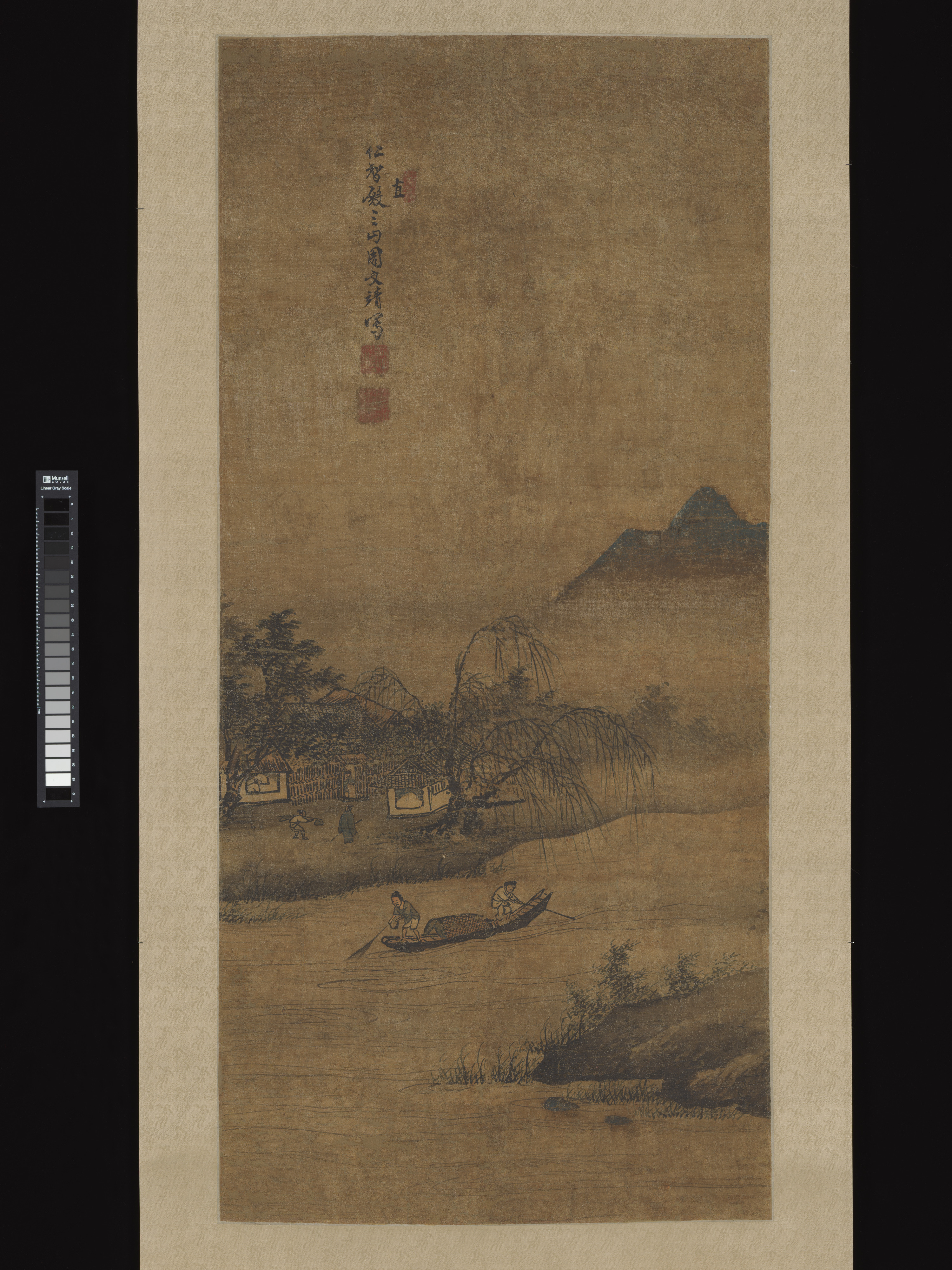 明代の周文京 漁師たちの漁業保養所 軸|漁師たちの素朴な保養所