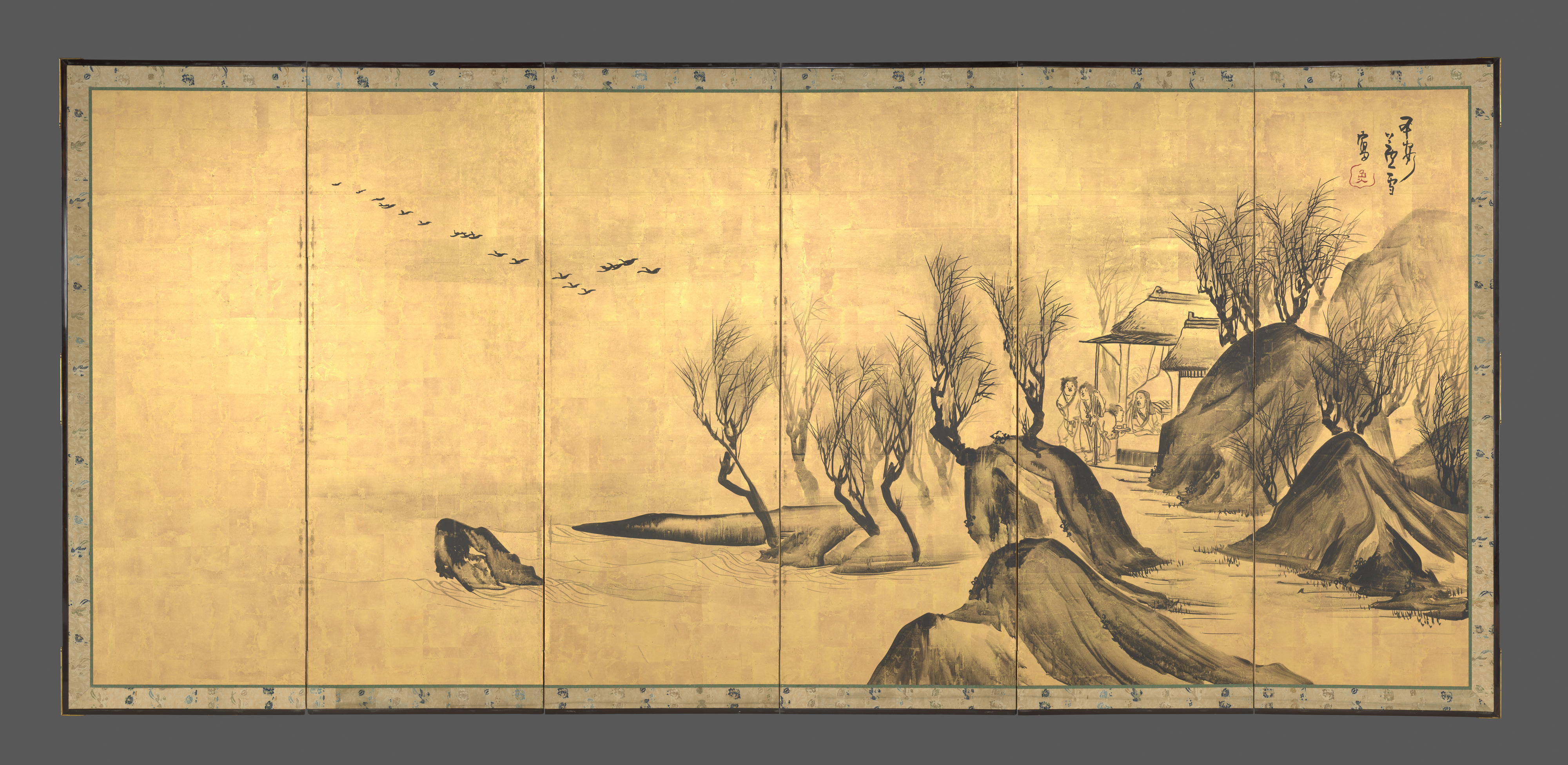 中国の文人蘇軾と陶謙のいる風景