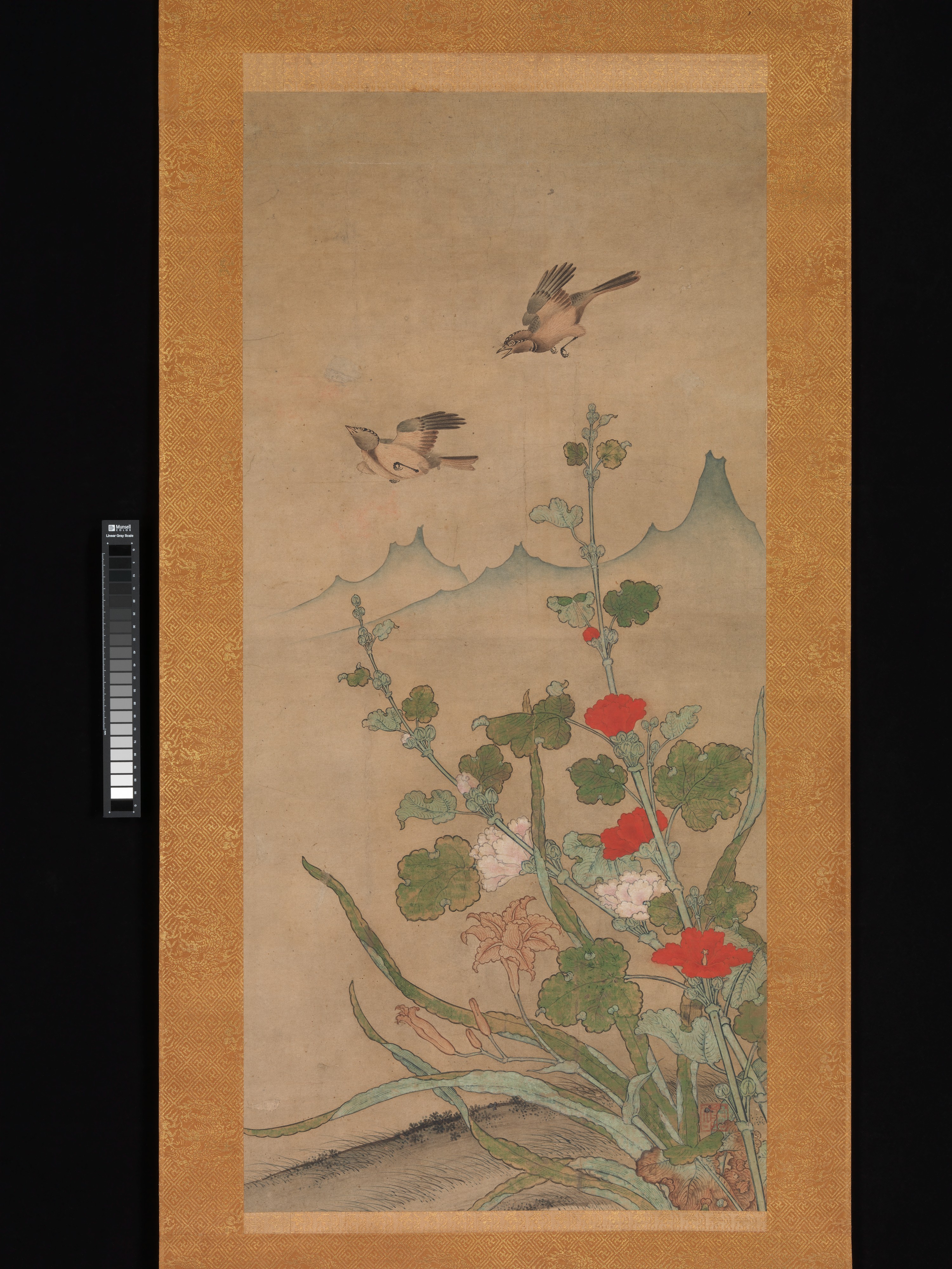 夏と秋の鳥と花