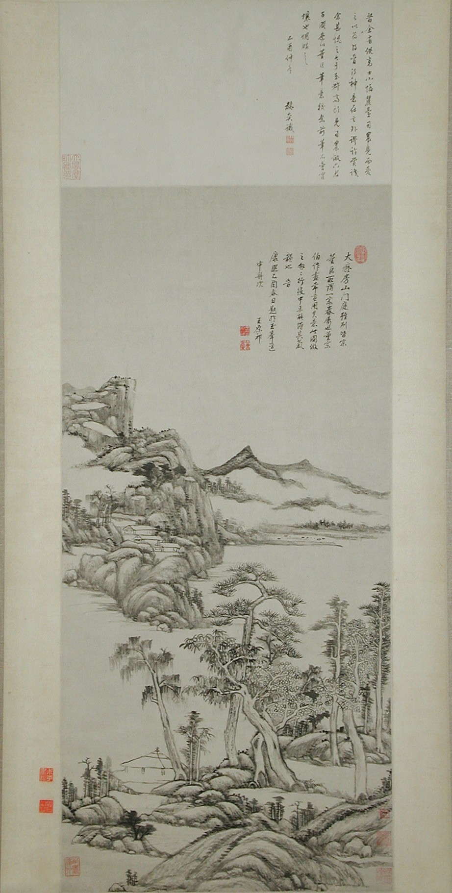 清朝の王元斉の黄公望と高克公軸の風景 |黄公望と高克公の様式の風景