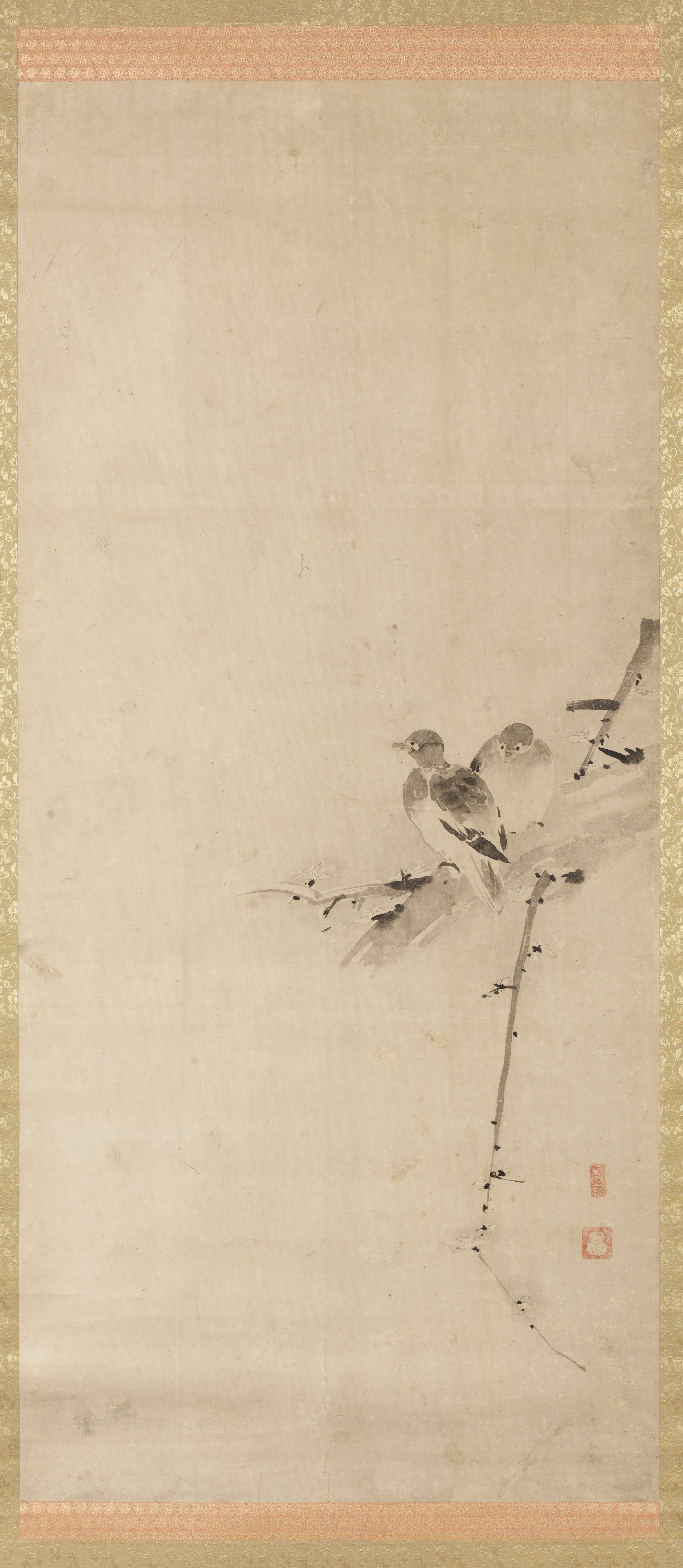 梅に鳩（「鳩・隠者・翡翠図」三幅対の右幅）