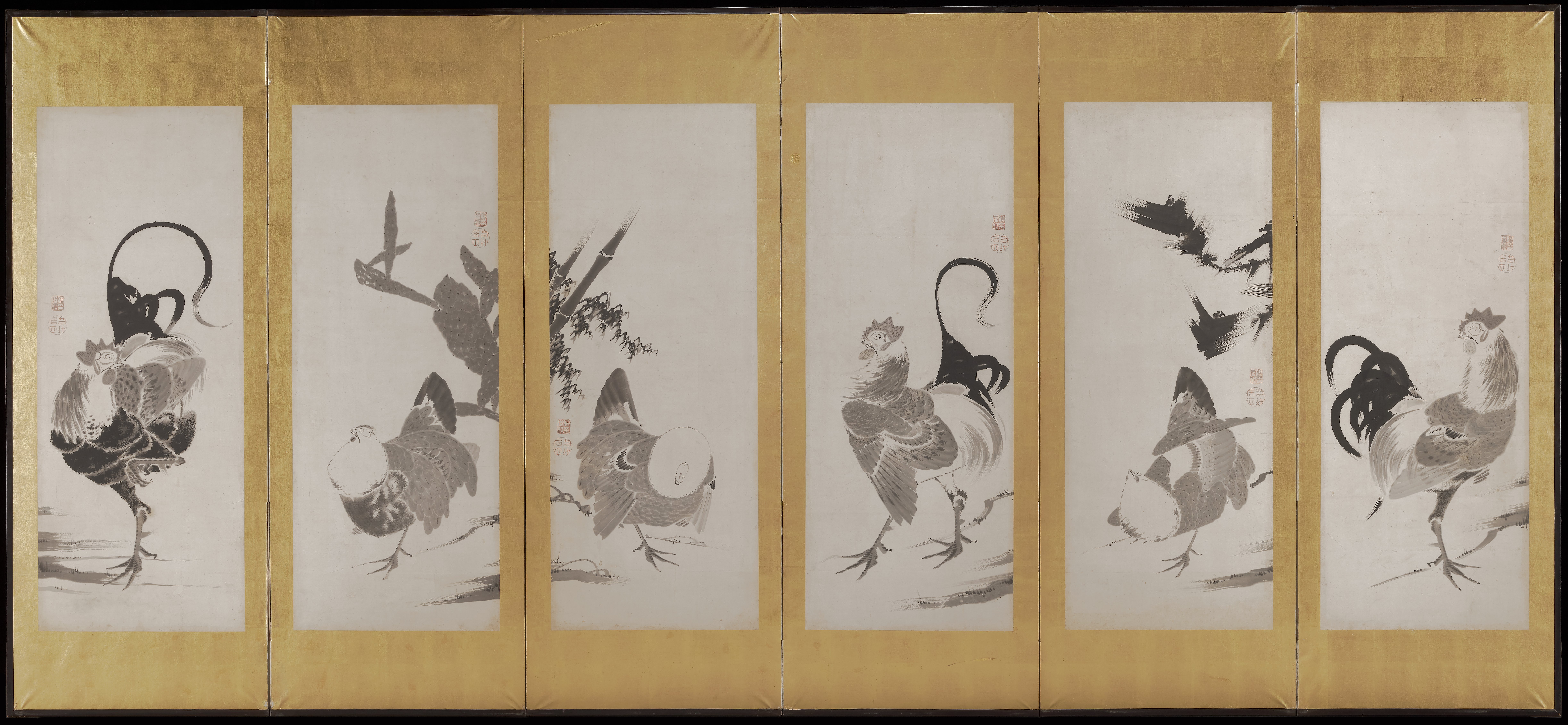 雄鶏と雌鶏（二幅対の左）