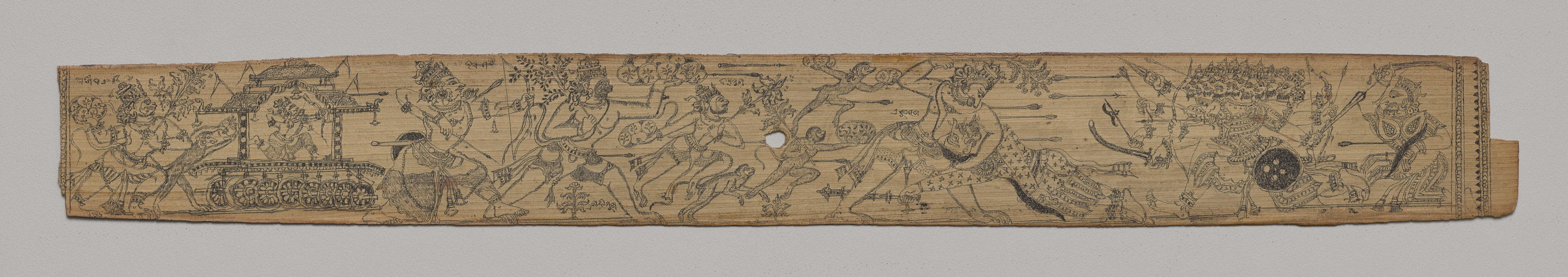 ラーヴァナとその悪魔たちと戦う猿と熊（裏）、ウペンドラ・バンジャ（インド、1740年没）作『チャンドラバーヌとラーヴァニャヴァティーの物語』より