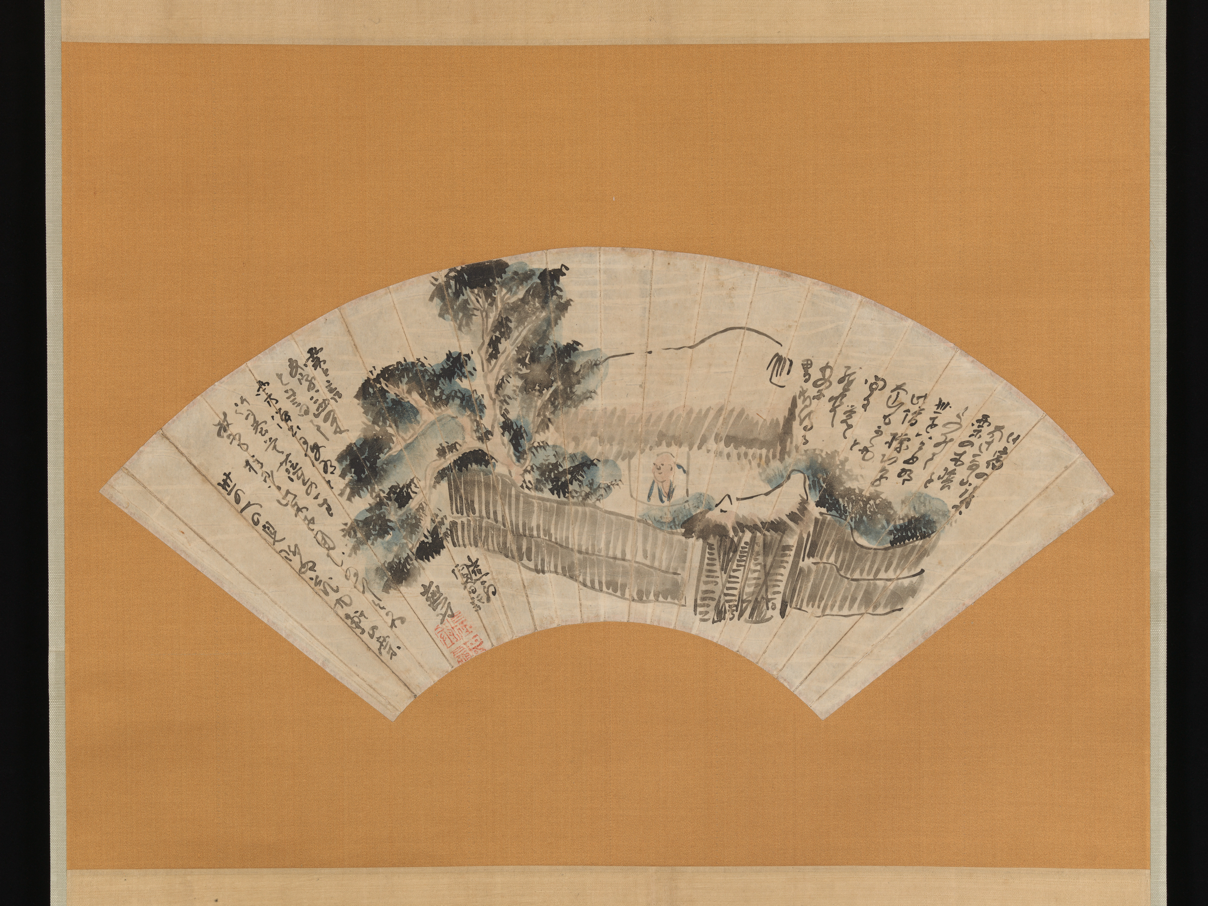与謝蕪村筆　奥の細道図扇面