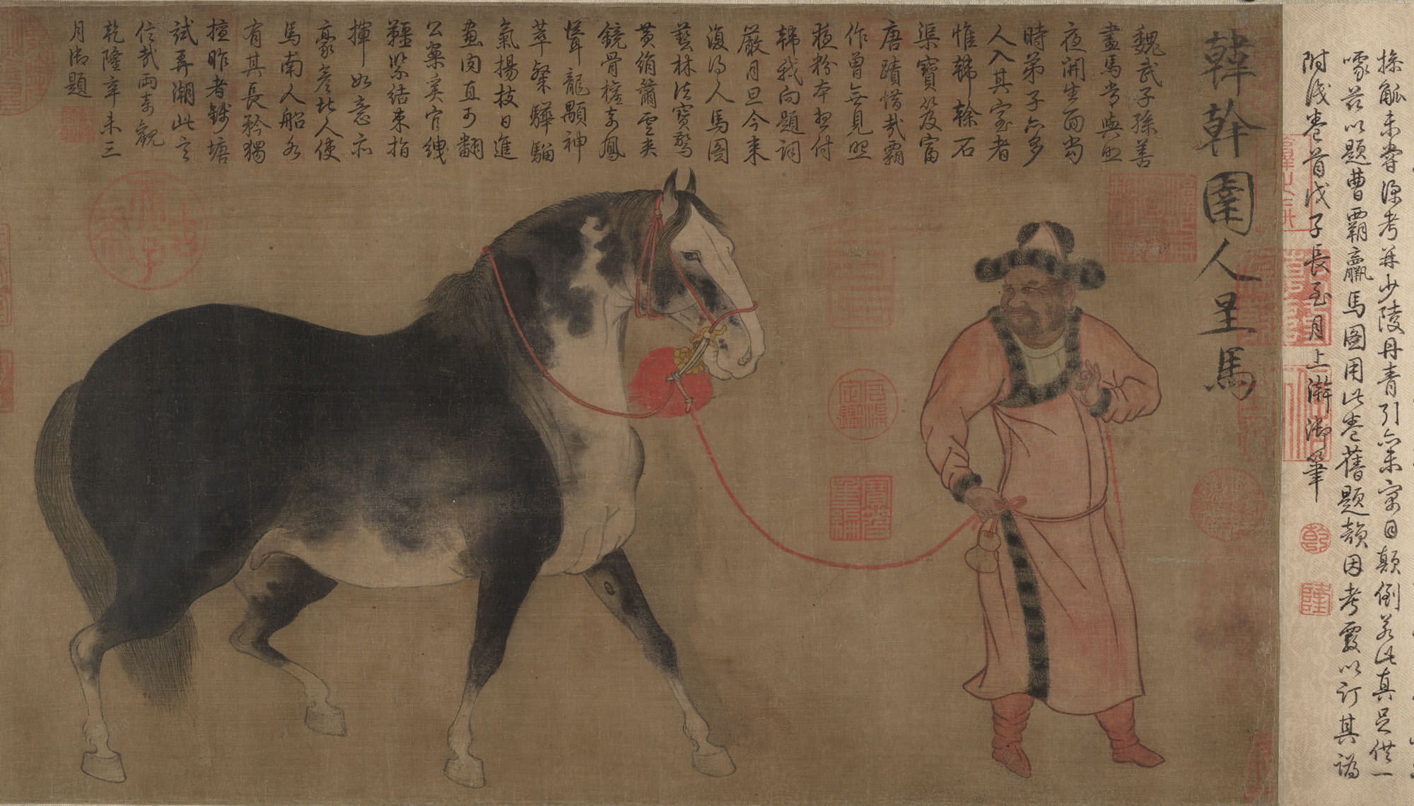 明代の無名古伝 漢乾「馬を贈る男の絵」巻 |馬と新郎